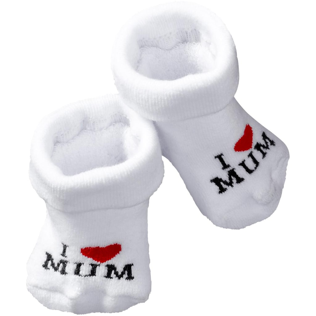 Vivance Umschlagsocken »I Love Mum, I Love Dad«, (4 Paar), mit Umschlagbündchen