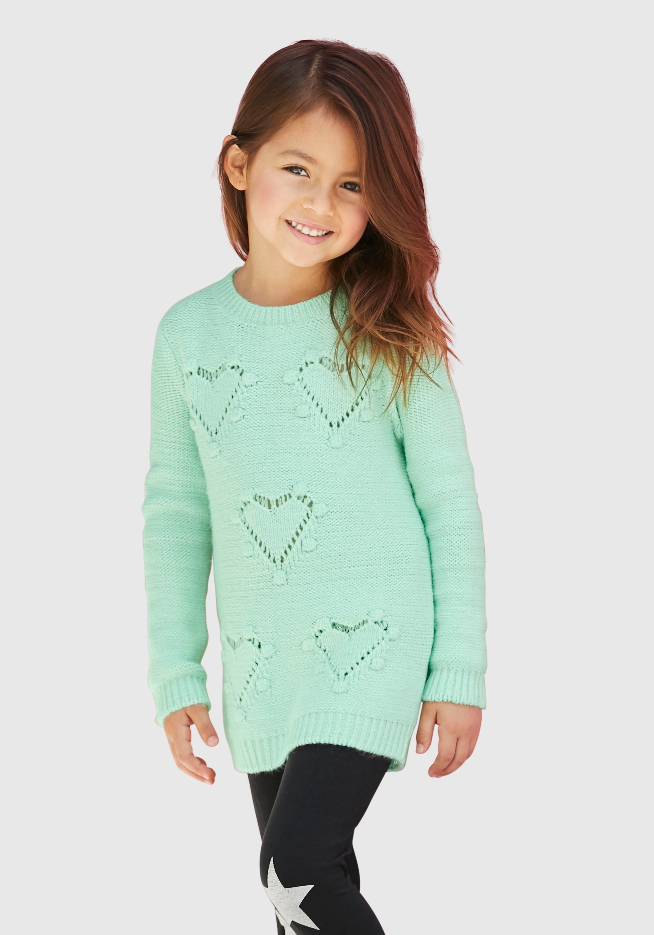 kaufen Herzchenmuster | online KIDSWORLD gestricktem Strickpullover, BAUR