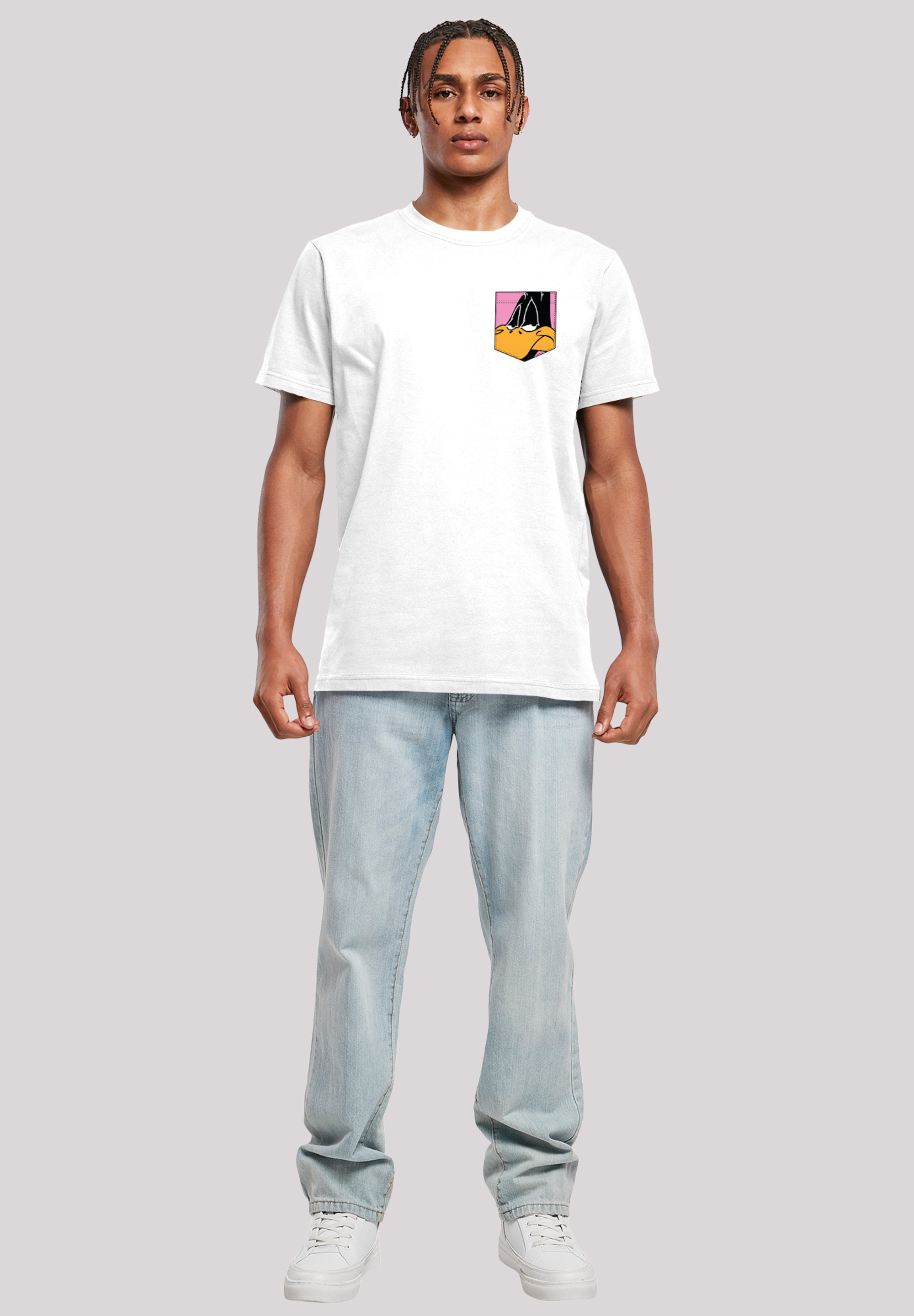 F4NT4STIC T-Shirt »Looney Tunes Daffy Duck Faux Pocket« Print