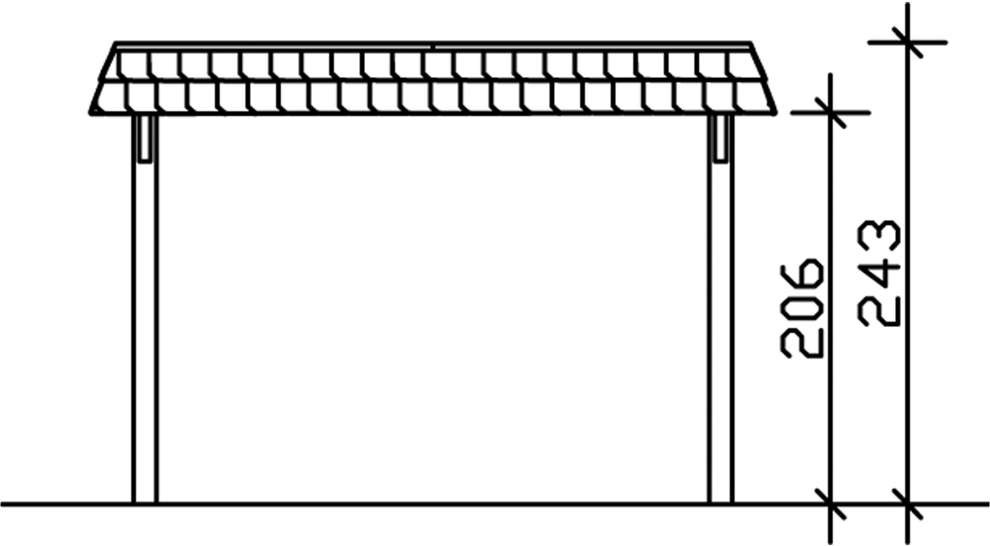 Skanholz Einzelcarport »Wendland«, Leimholz-Fichte, 291 cm, Schiefergrau, mit Aluminiumdach, rote Blende