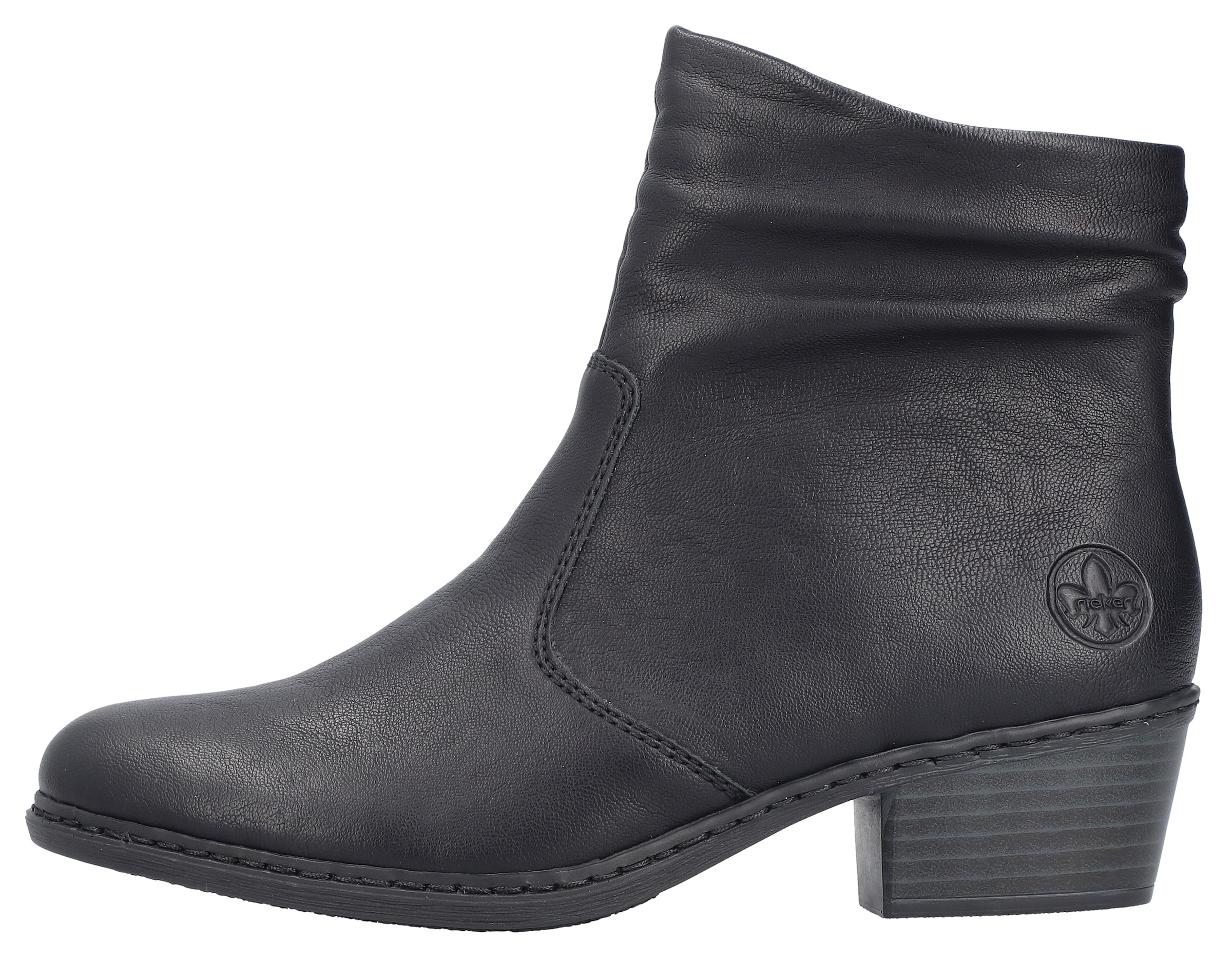 Rieker Cowboy Stiefelette, Westernstiefelette mit Blockabsatz und Innenreißverschluss