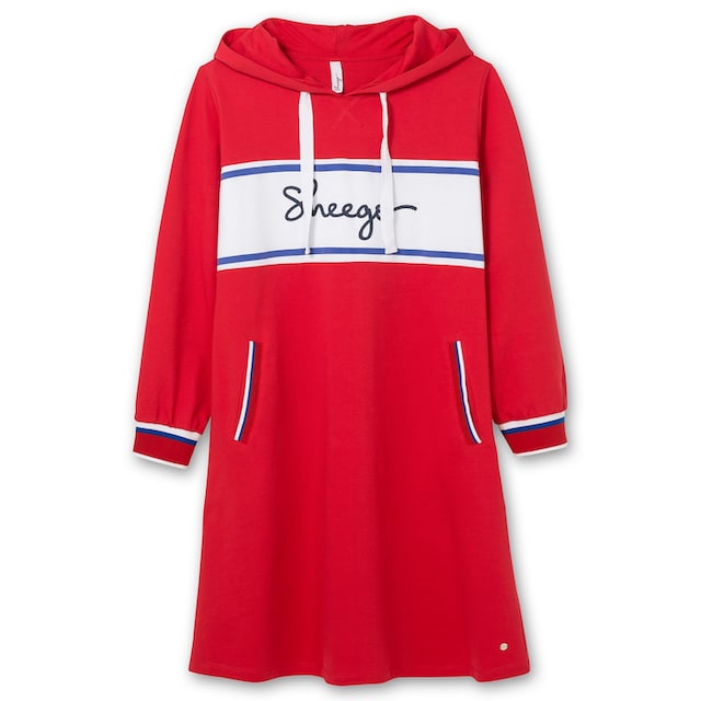 Sheego Sweatkleid »Große Größen«, mit Kapuze und Logo-Frontdruck für kaufen  | BAUR
