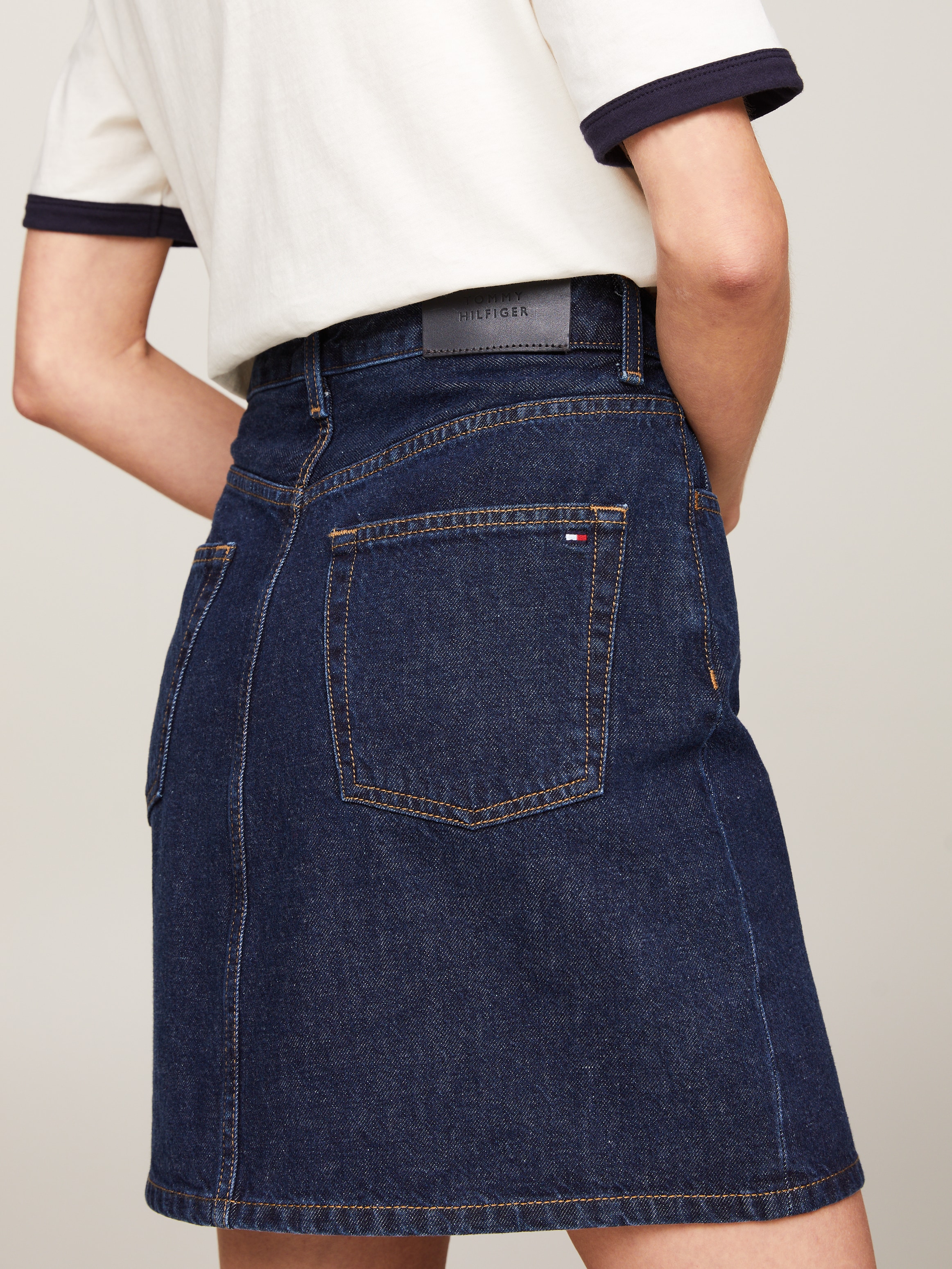 Tommy Hilfiger Jeansrock »DNM MINI SKIRT HW CLER«, Webrock im 5-Pocket-Style