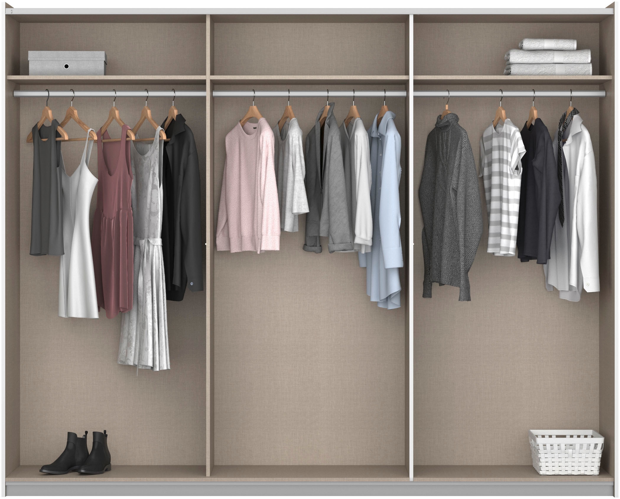 rauch Schwebetürenschrank »Kleiderschrank Schrank Garderobe Schlafzimmerschrank SAJO«, in 2 Breiten (218, 261 cm) optional mit Spiegel MADE IN GERMANY