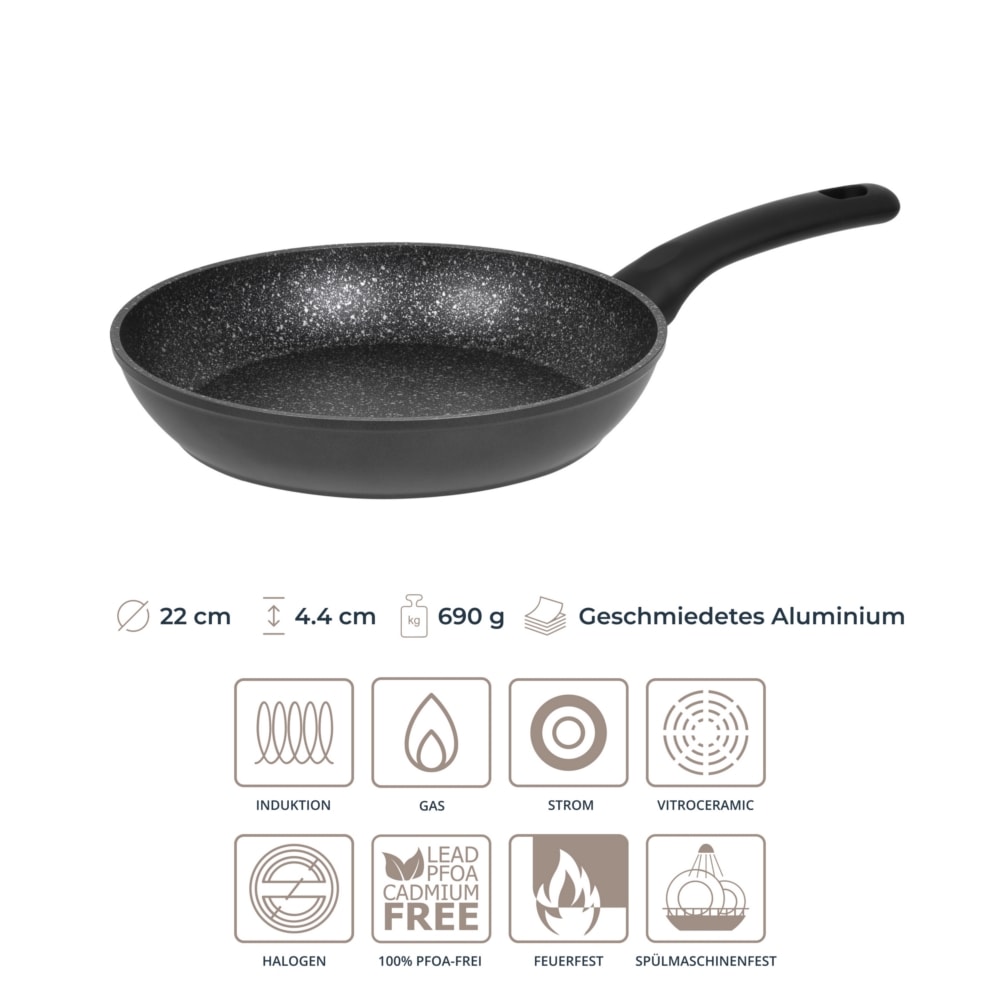 RESTO Kitchenware Bratpfanne »Atik Universalpfanne langlebig durch hitzebeständige Außenbeschichtung« Aluminium 1 Stk. tlg. Komfortabler ergonomischer Soft-Touch Griff mit Hängeschlaufe