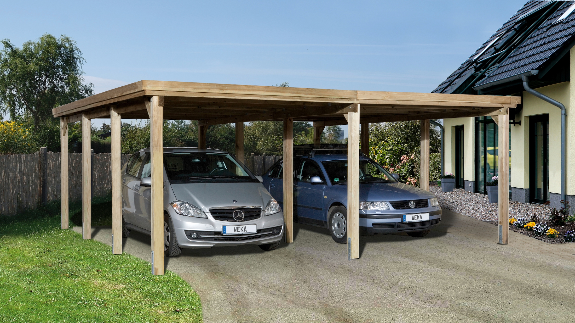weka Doppelcarport "Optima 2" Massivholz 270 cm braun