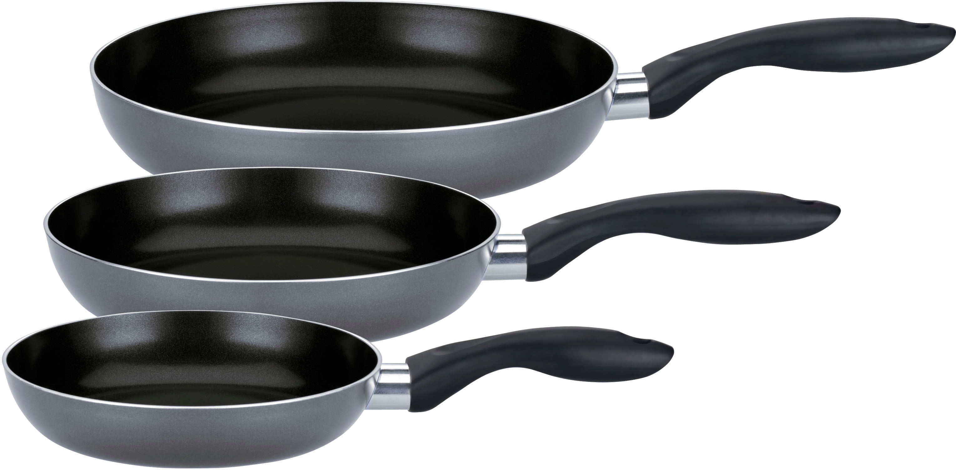 GSW Pfannen-Set "Bratfit" Aluminium Set, 1x Pfanne 20cm, 24cm, 28cm, 3 Stk. tlg. mehrfache, pflegeleichte Antihaft-Versiegelung