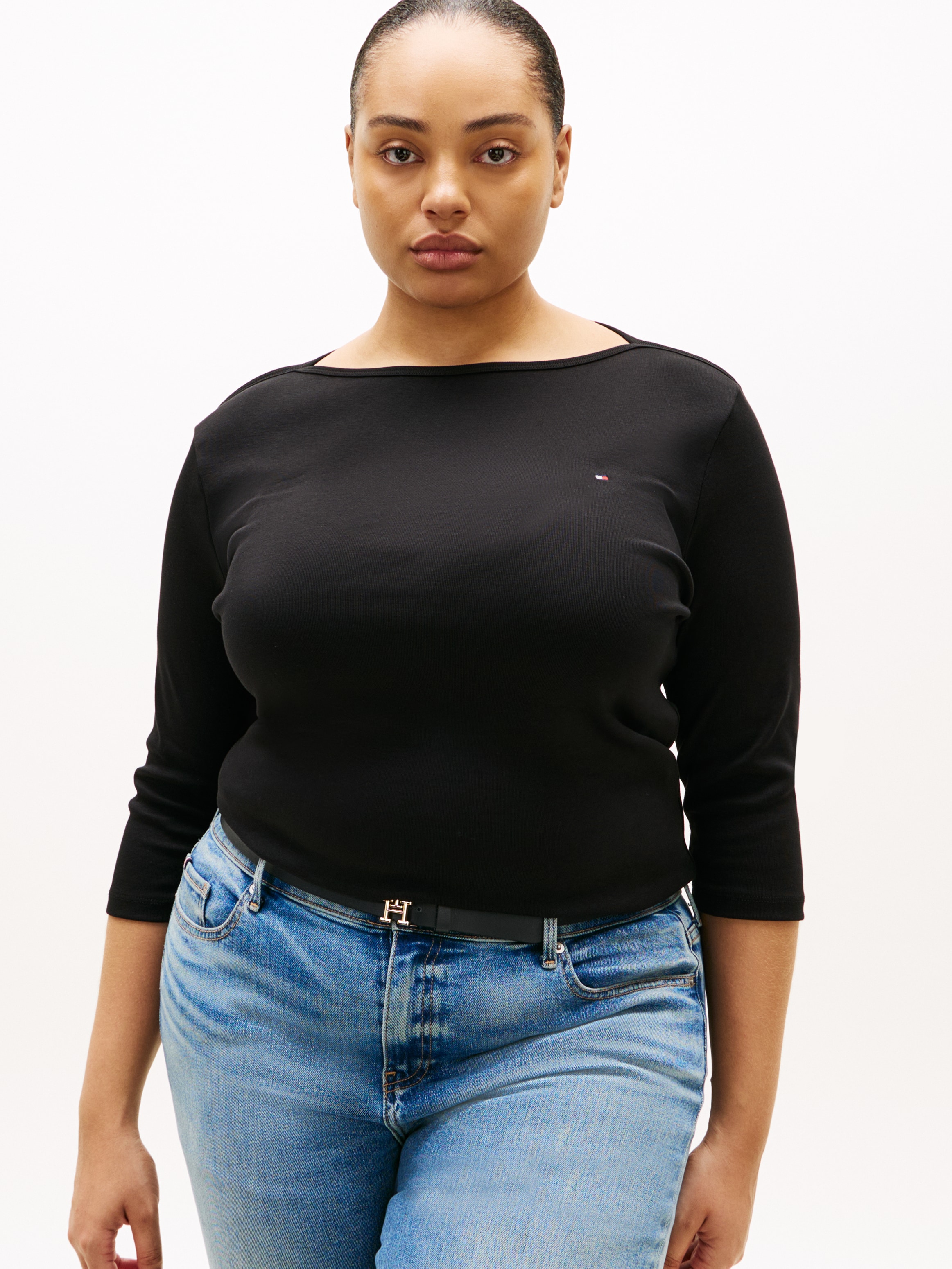 Tommy Hilfiger Curve T-Shirt "CRV SLIM CODY BOAT-NK 3/4SLV" in Großen Größe günstig online kaufen