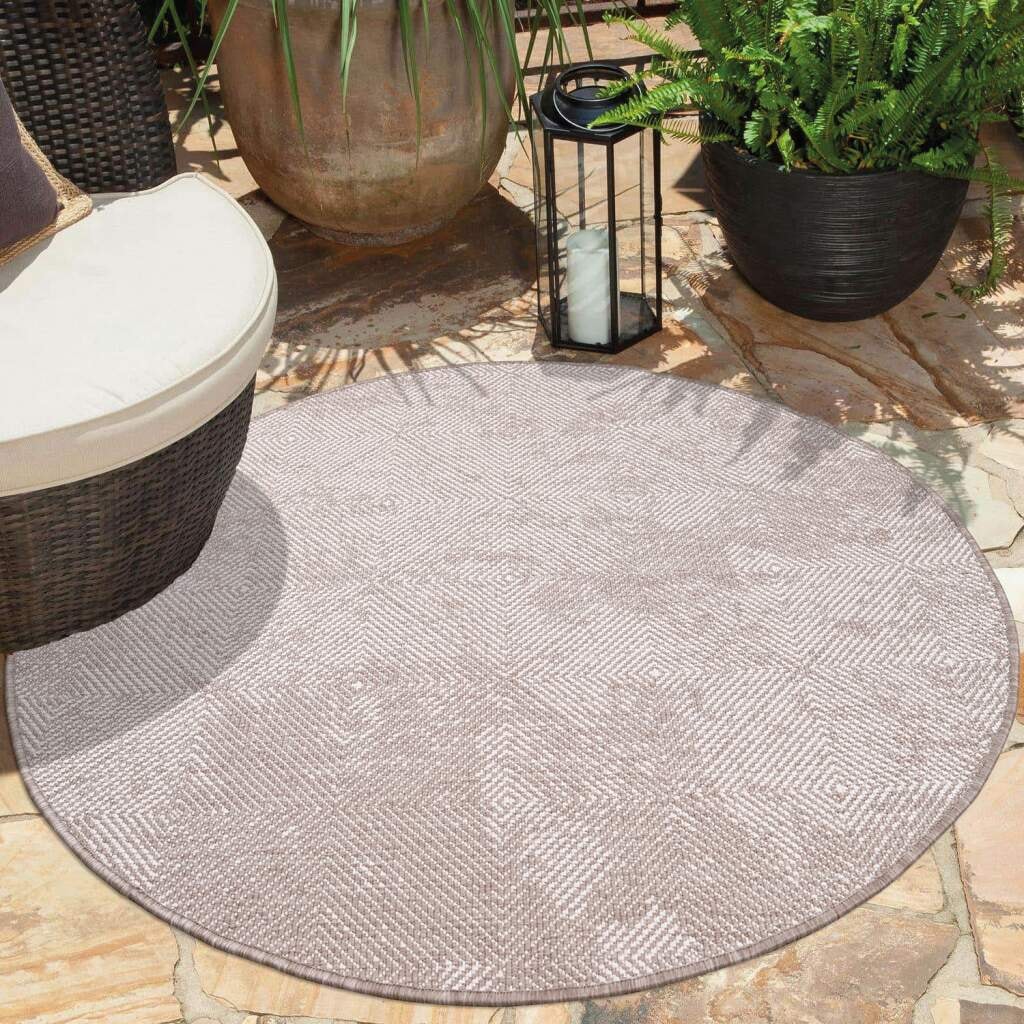 Carpet City Outdoorteppich »DUO RUG 5845«, rund, 5 mm Höhe, Wendeteppich Wetterfest In- & Outdoor, Balkon, Terrasse, Wohnzimmer