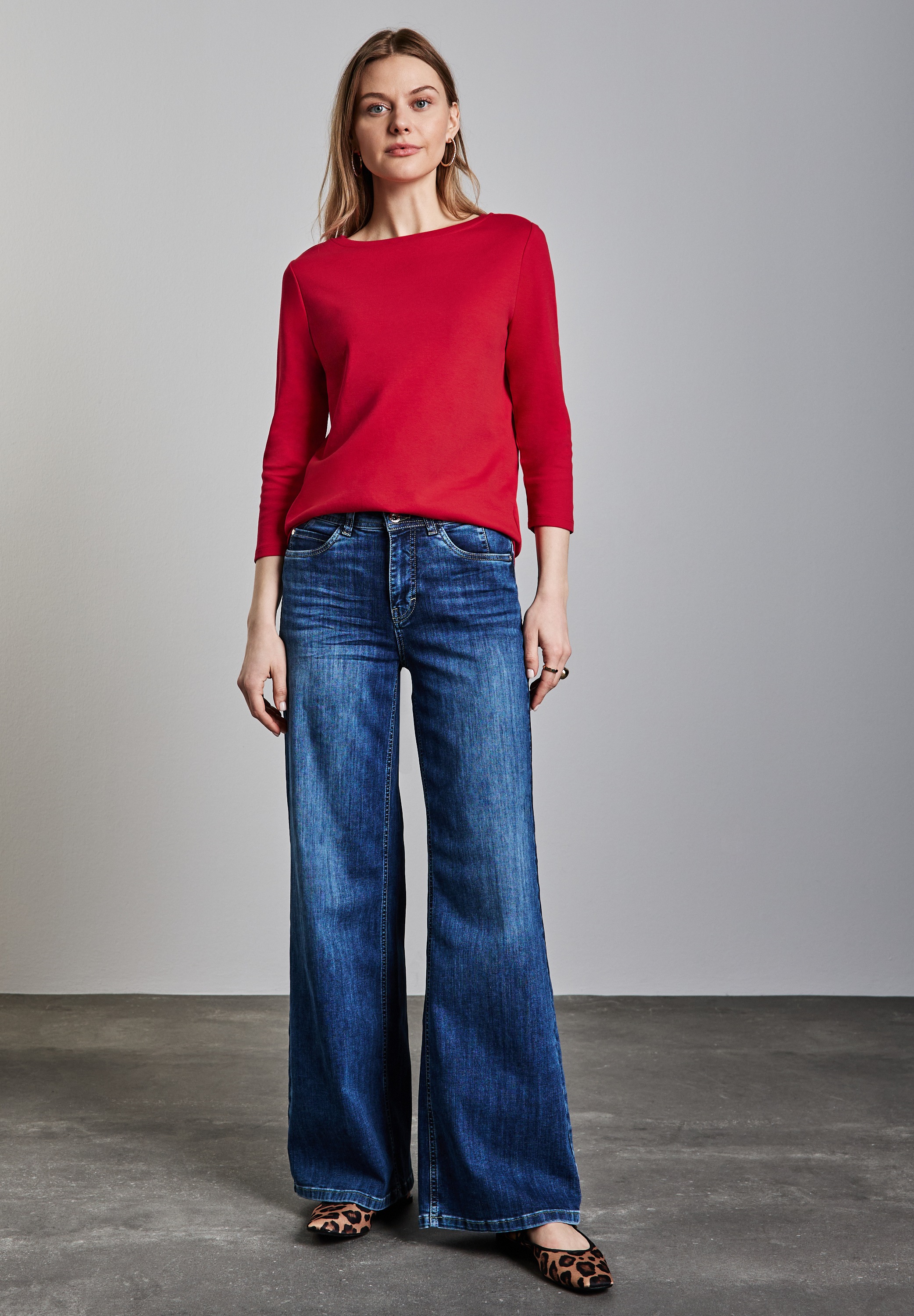 STREET ONE 3/4-Arm-Shirt, mit U-Boot-Ausschnitt