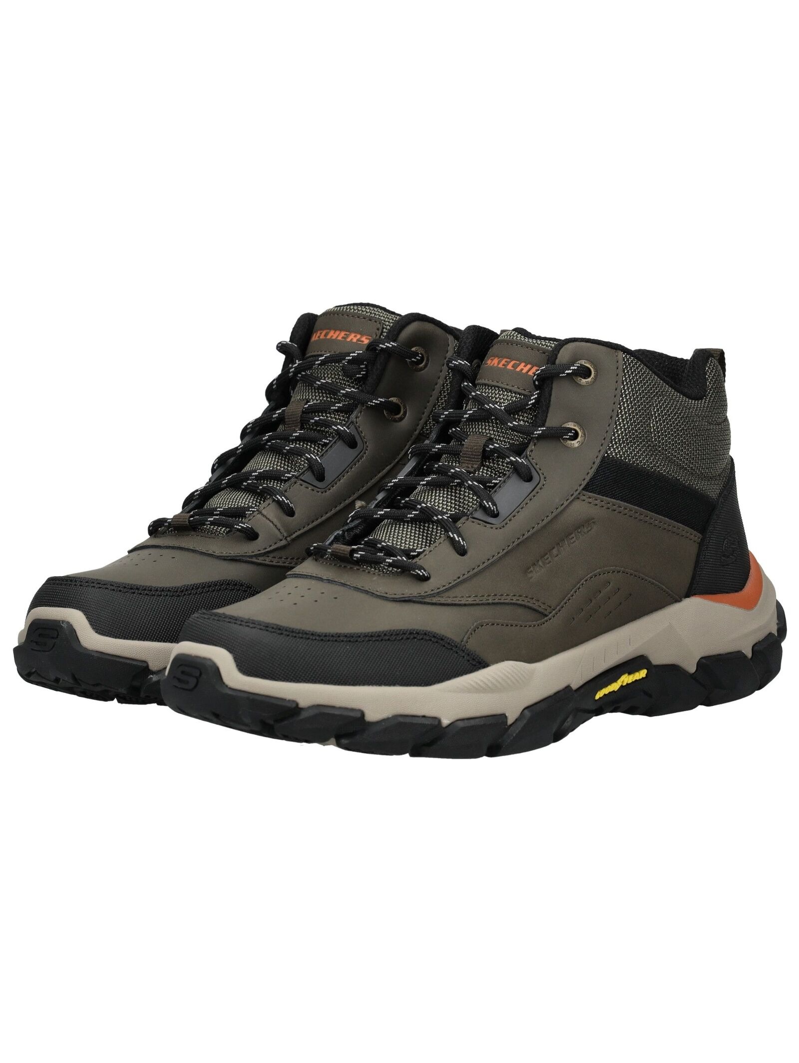 Schnürstiefelette SKECHERS "Skechers Stiefelette Leder", Herren, Gr. 45, olive, Leder, Schuhe Schnürstiefelette 3