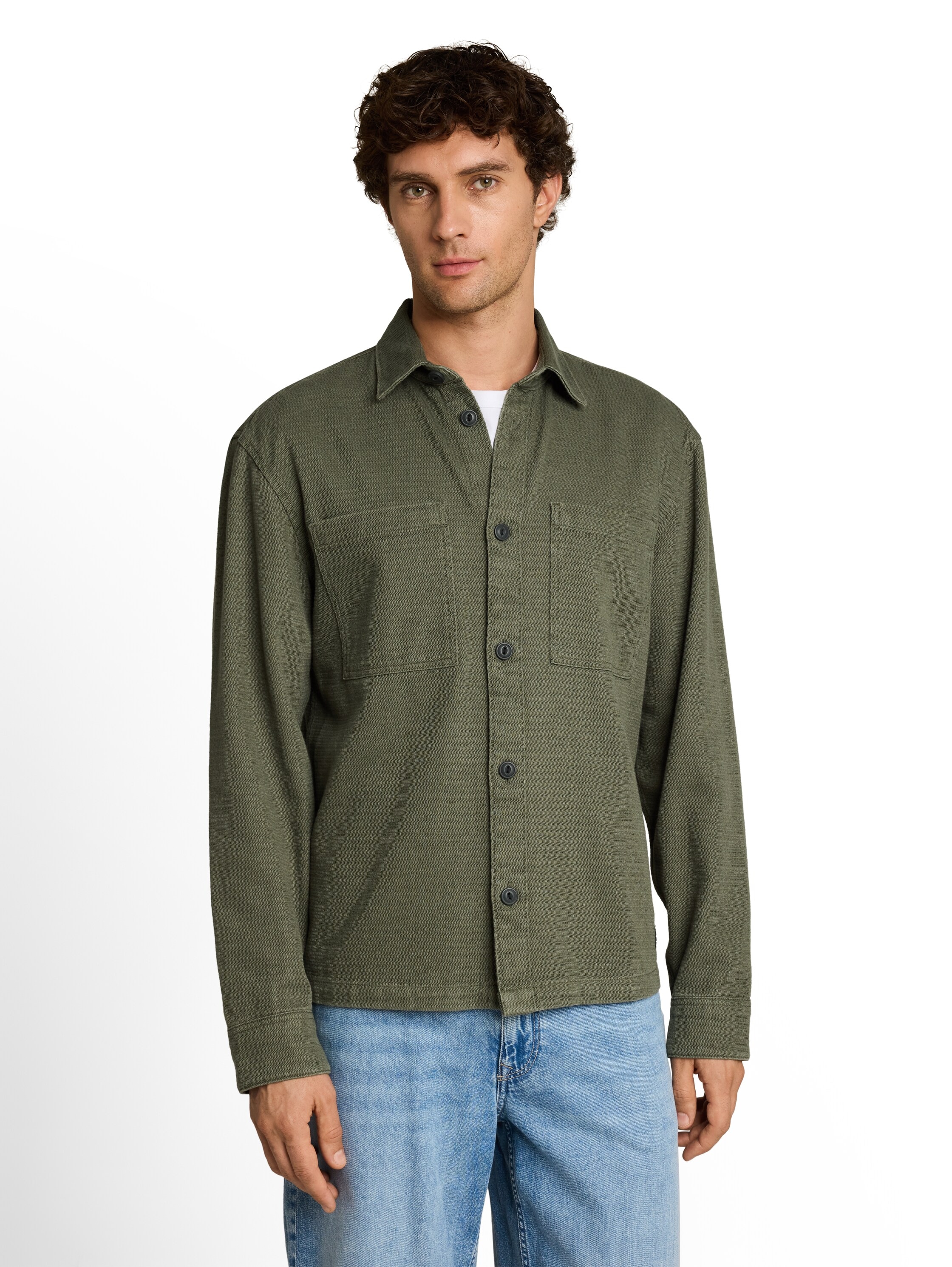 TOM TAILOR Denim Langarmshirt Denim mit Knopfleiste und Hemdkragen