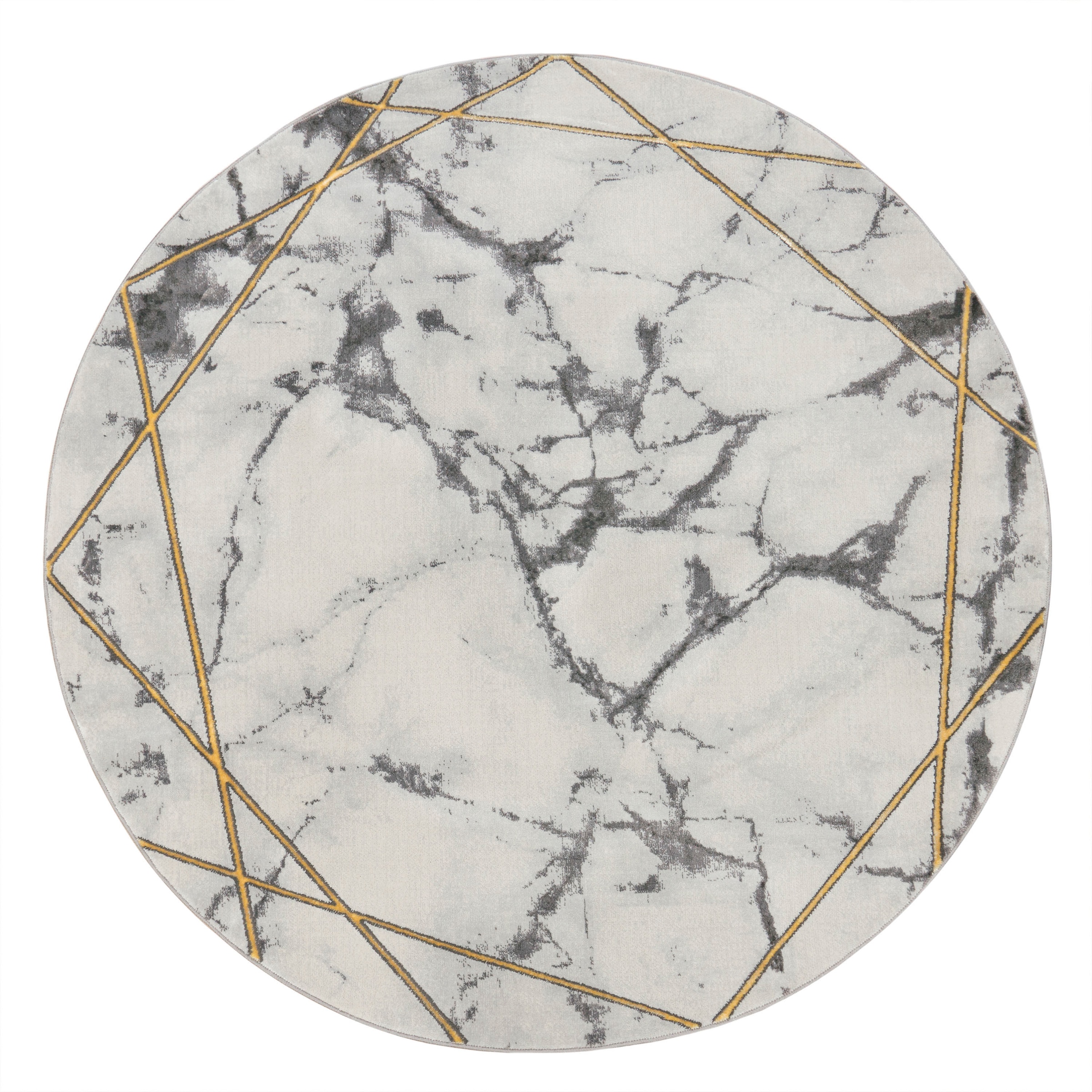 Paco Home Teppich »Kraft 523«, rund, 15 mm Höhe, Kurzflor, edles Marmor Design, mit gold- oder silberfarbenen Akzenten