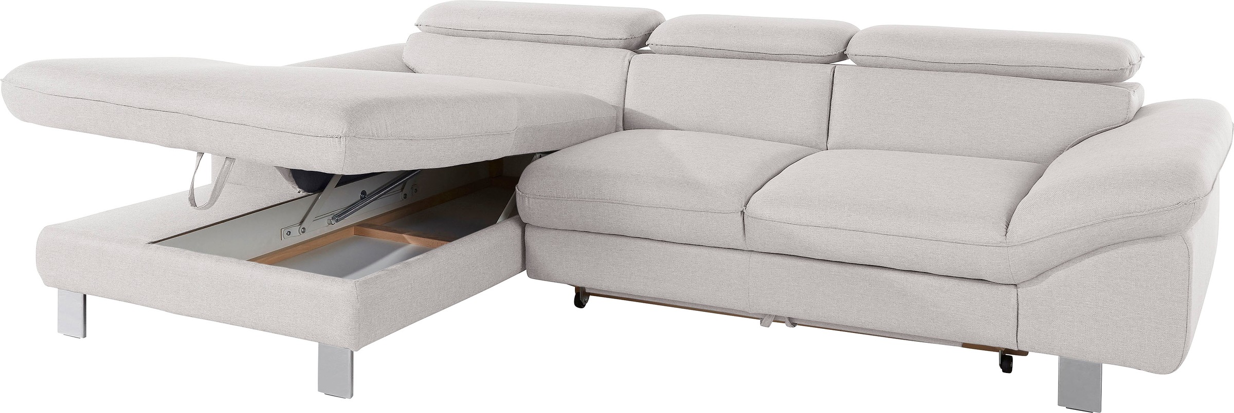COTTA Polstergarnitur »Driver L-Form«, (Set, 2 tlg.), Set bestehend aus: Ecksofa mit Kopfteilverstellung & Hocker