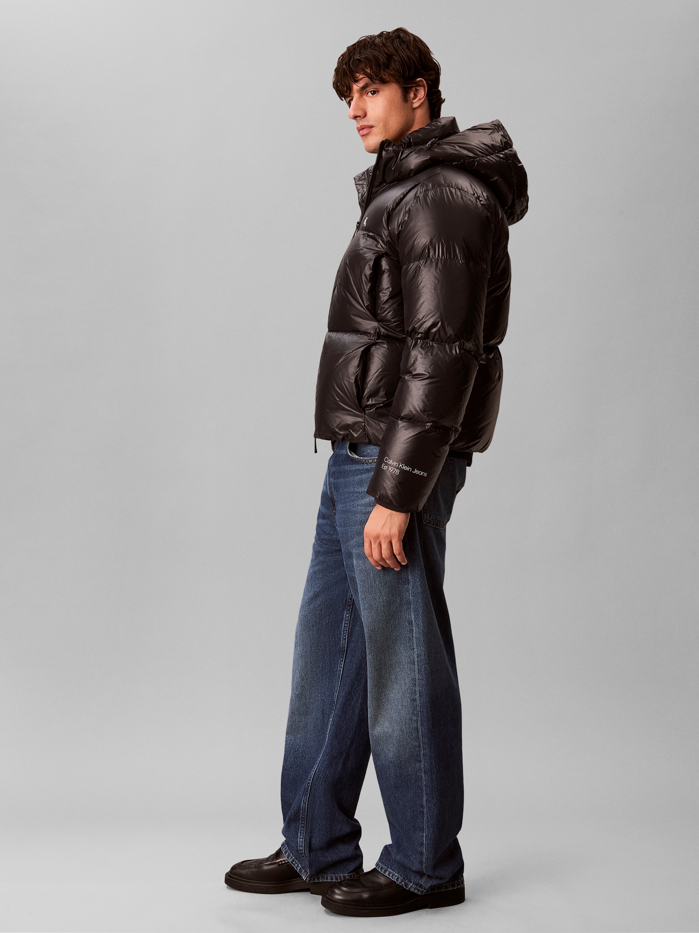 Calvin Klein Steppjacke »LS GLOSSY DETACHABLE HD DOWN PUF« ohne Kapuze Regular fit mit Kapuze