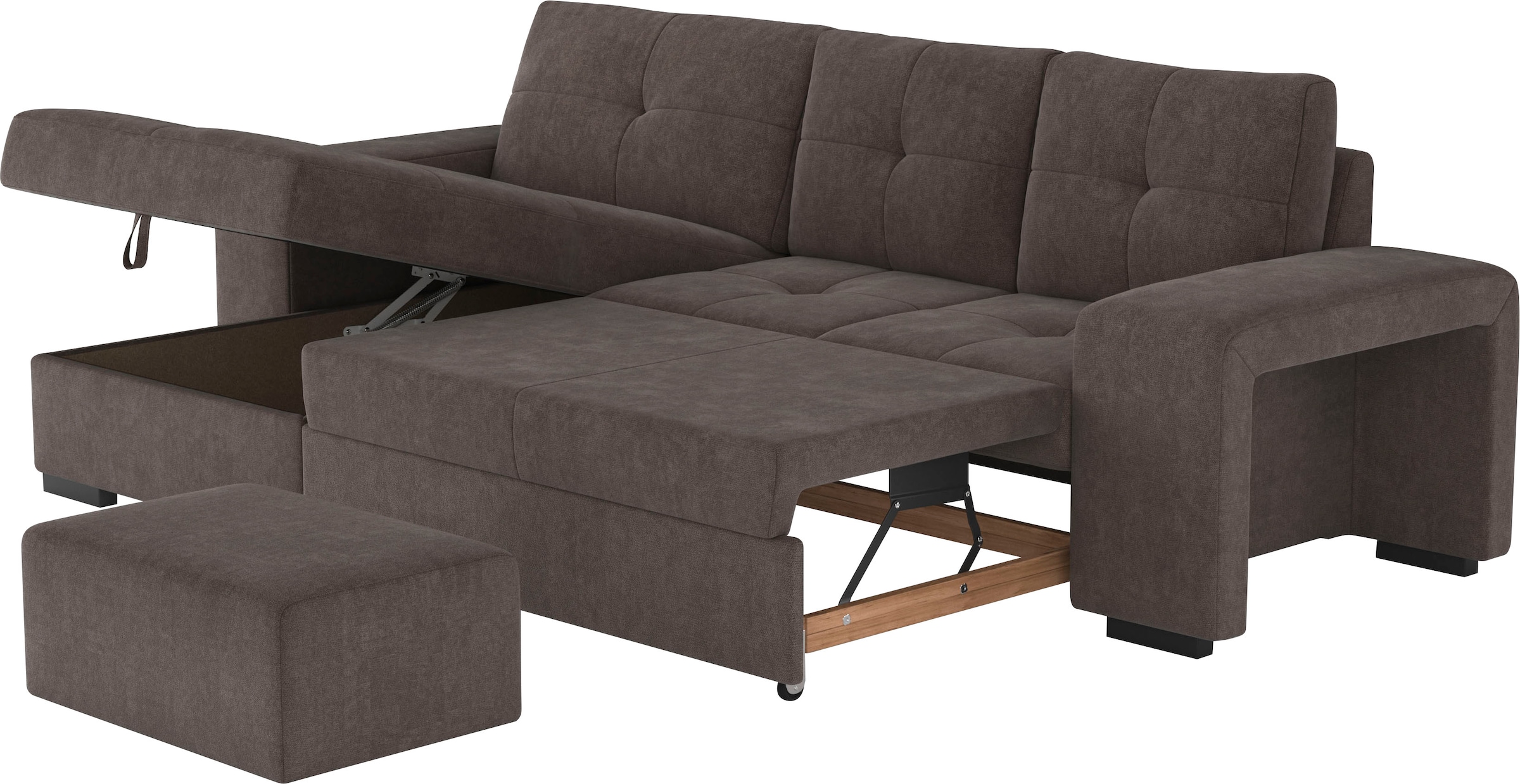 COTTA Ecksofa »Mattina L-Form«, mit Hocker, wahlweise mit Bettfunktion & Bettkasten