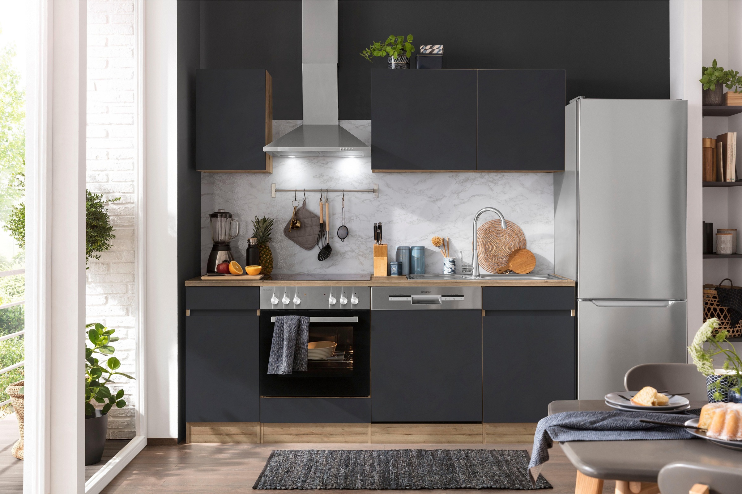 OPTIFIT Küchenzeile "Roth" Breite 210 cm, wahlweise mit E-Geräten, Push-to- günstig online kaufen