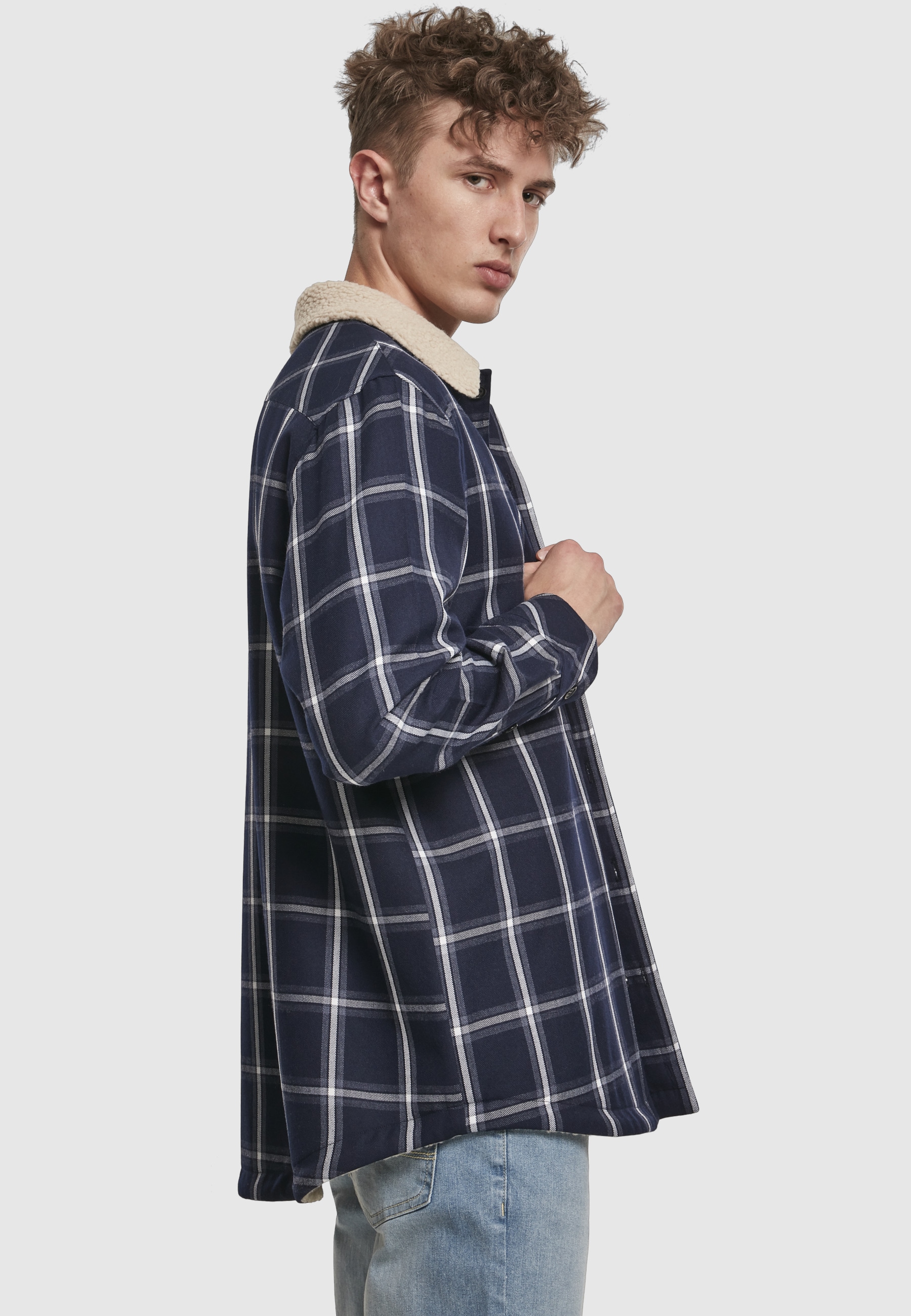 URBAN CLASSICS Kurzmantel »Urban Classics Herren Sherpa Lined Shirt Jacket«