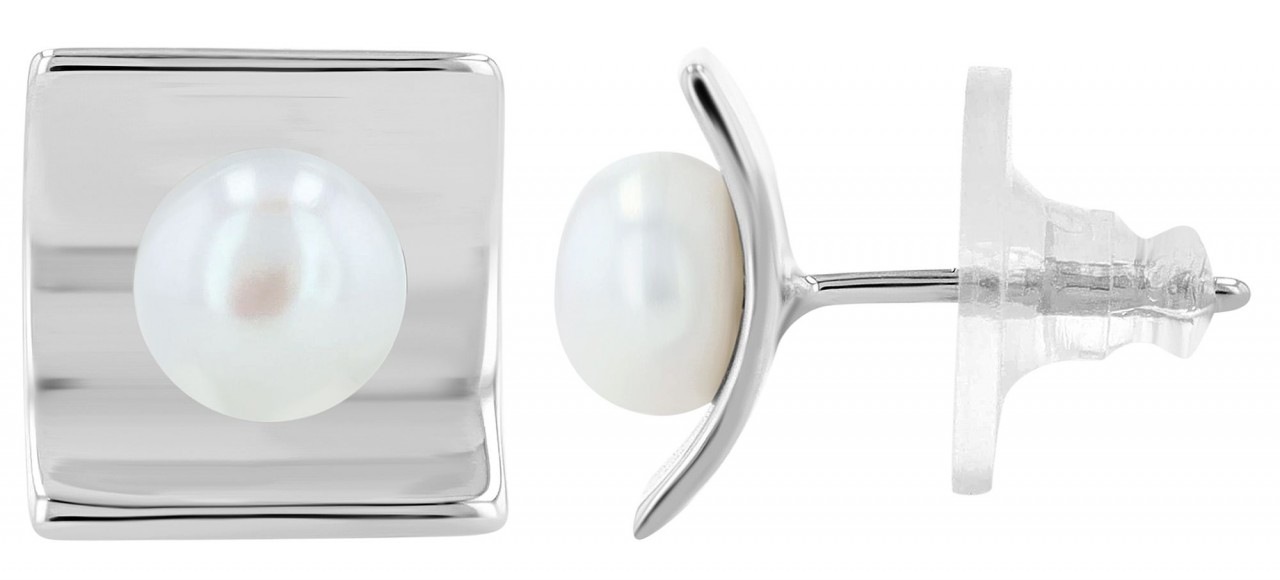 Paar Ohrhänger ADELIA´S "Damen Ohrstecker aus poliertem 925 Sterling Silber und Perle", silber, Ohrringe, Damen, Damen, Silber 925 (Sterlingsilber)