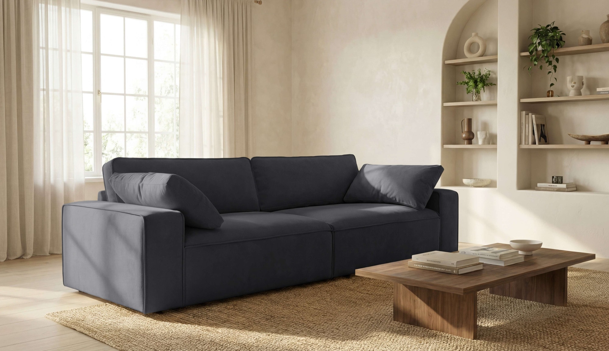 OTTO home 3-Sitzer "Mittell, Chenille" Breite 245 cm, bodentief, extra Kissen inkl., tiefe Sitzfläche