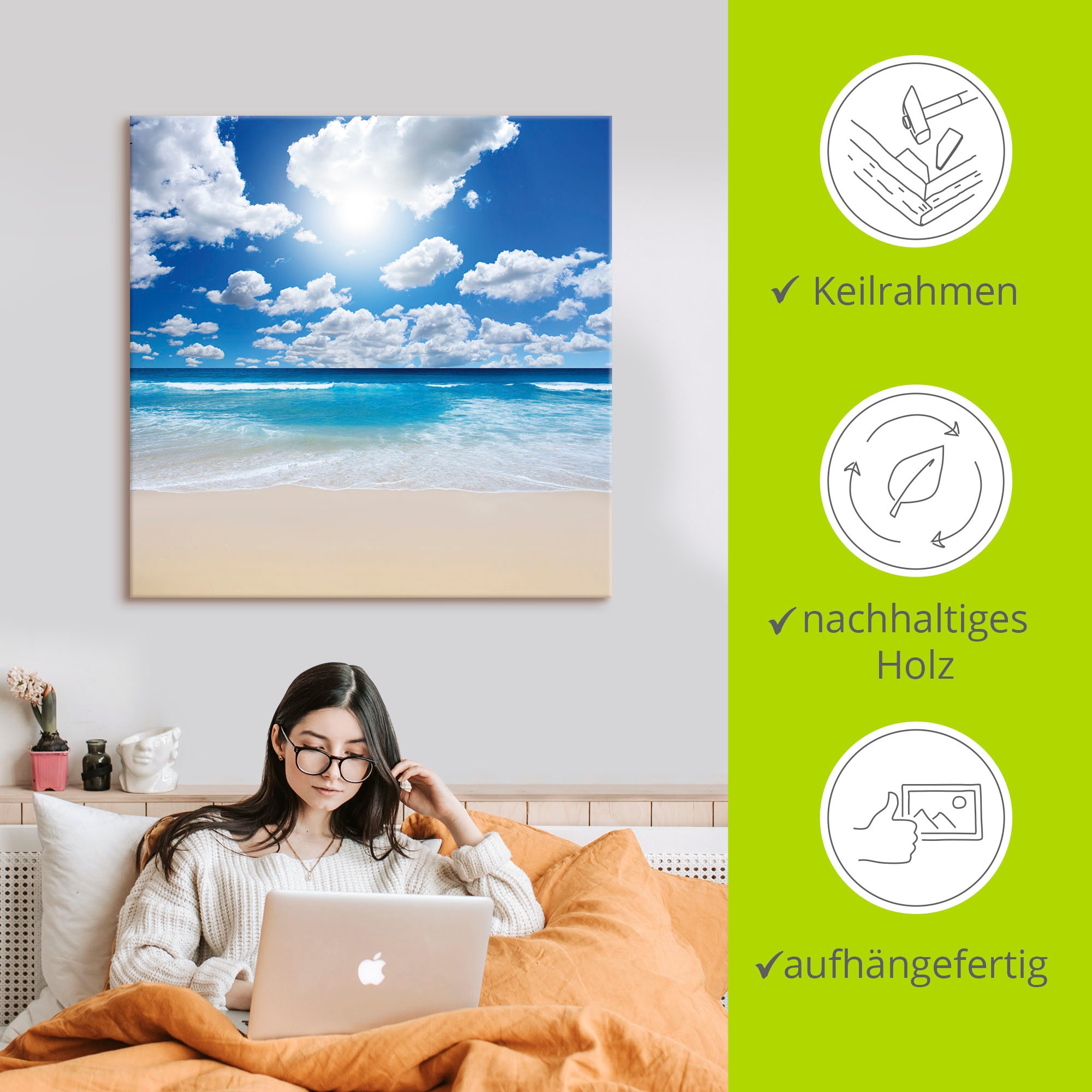 Artland Wandbild »Großartige Strandlandschaft«, Strand, (1 St.), als Leinwandbild, Poster, Wandaufkleber in verschied. Größen