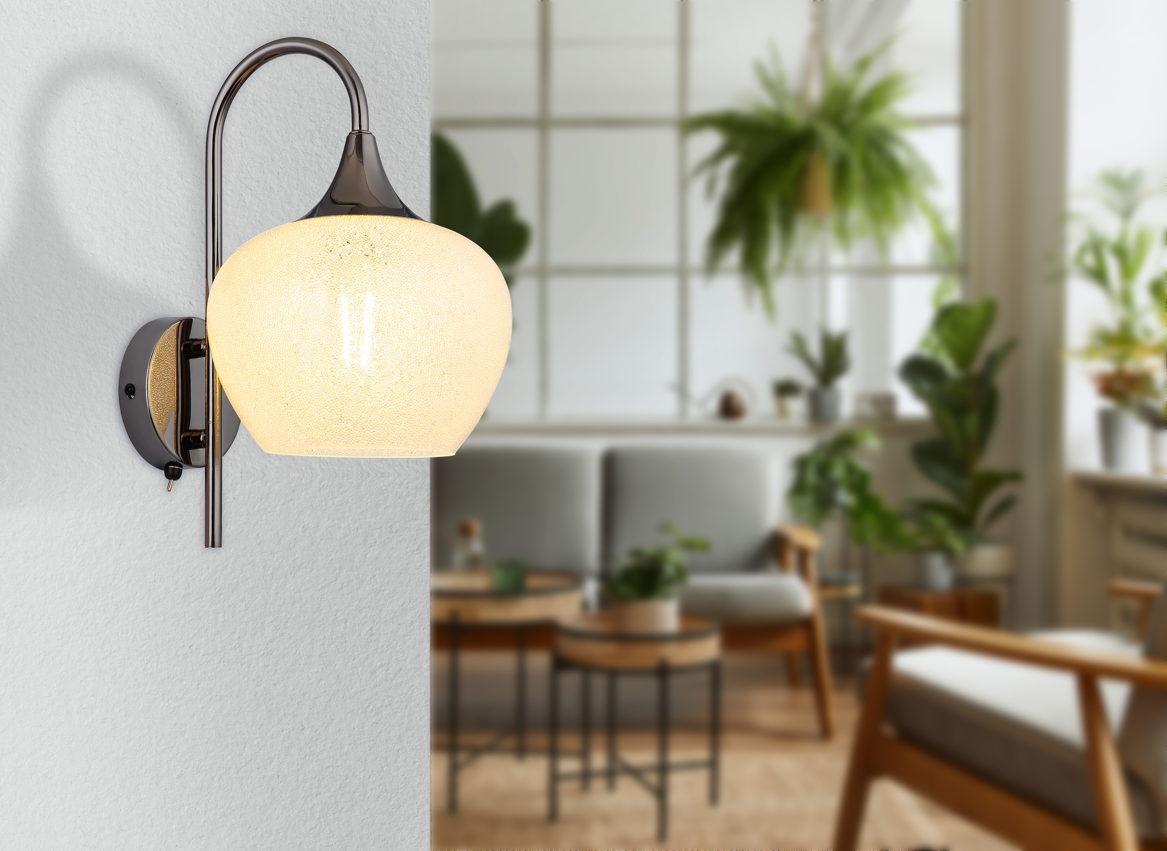 GLOBO LIGHTING Wandleuchte »MAXY«, Leuchtmittel E27 | ohne Leuchtmittel, Wandlampe/Metall/Acrylkristalle/Lichtschein: abwärts/schwarz-chrom