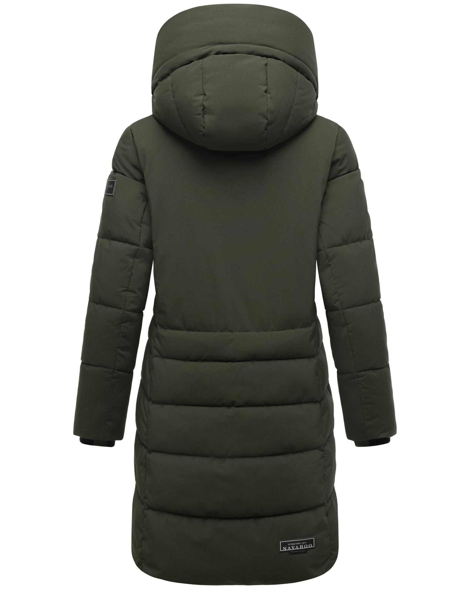 Thumbnail - Navahoo Steppmantel "Mondnebel XIV" Langer, gesteppter Damen Wintermantel mit hohem Kragen