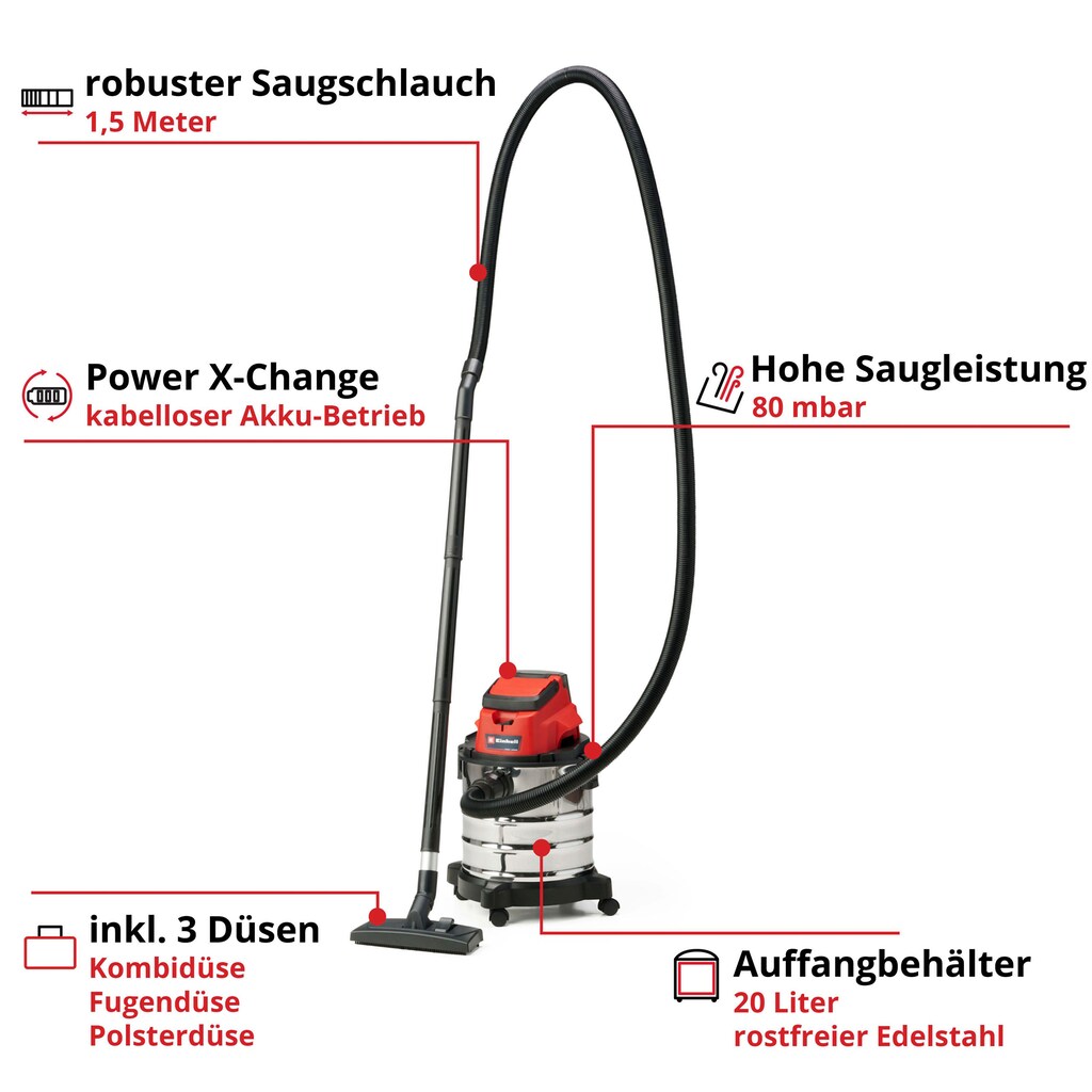 Einhell Nass-Trocken-Akkusauger »TC-VC 18/20 Li S - Solo«