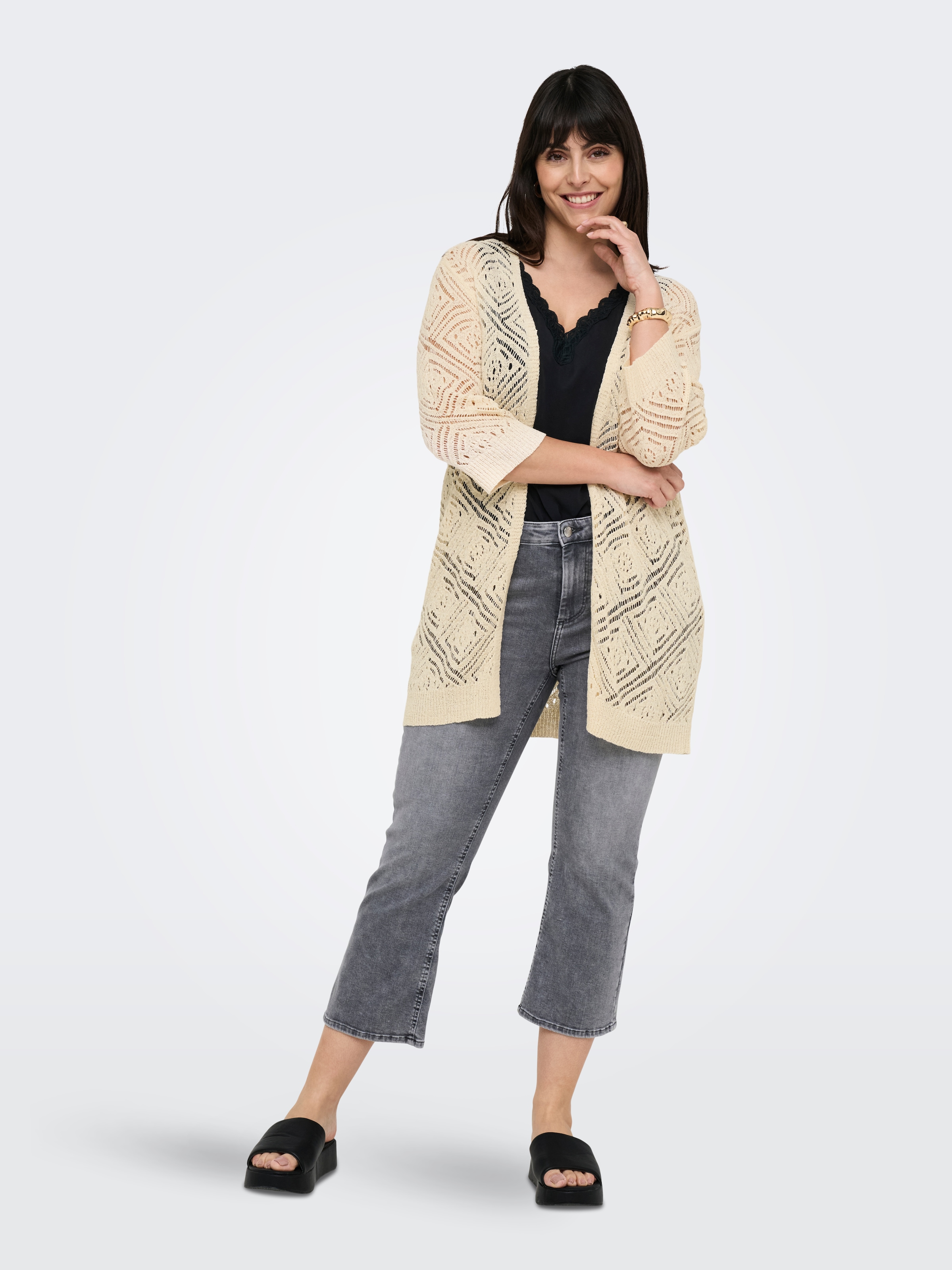 ONLY CARMAKOMA Strickjacke »CARWISTY 3/4 SL OPEN CARDIGAN KNT«