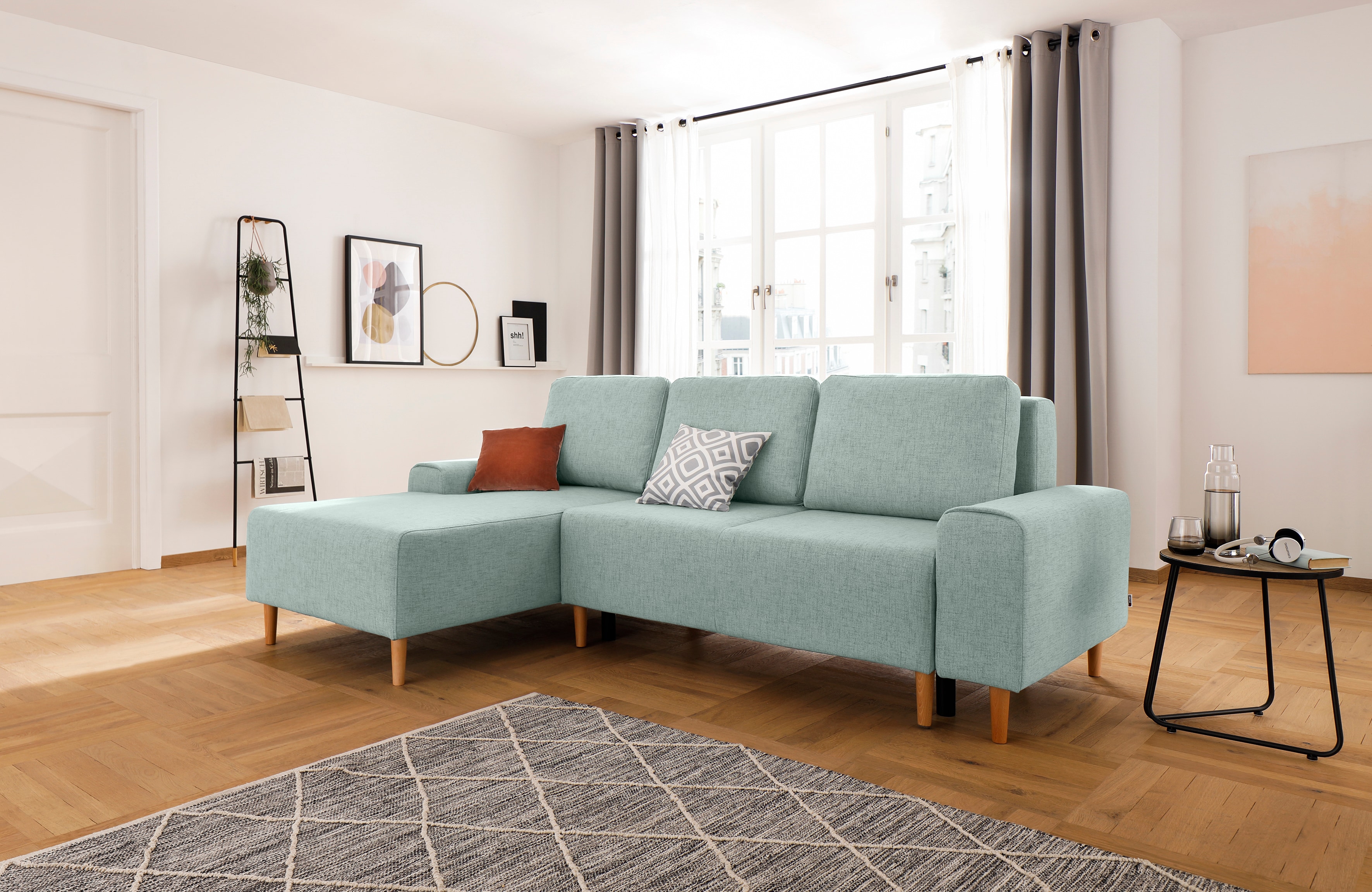 my home Ecksofa Samu, wahlweise mit Bettfunktion und Bettkasten