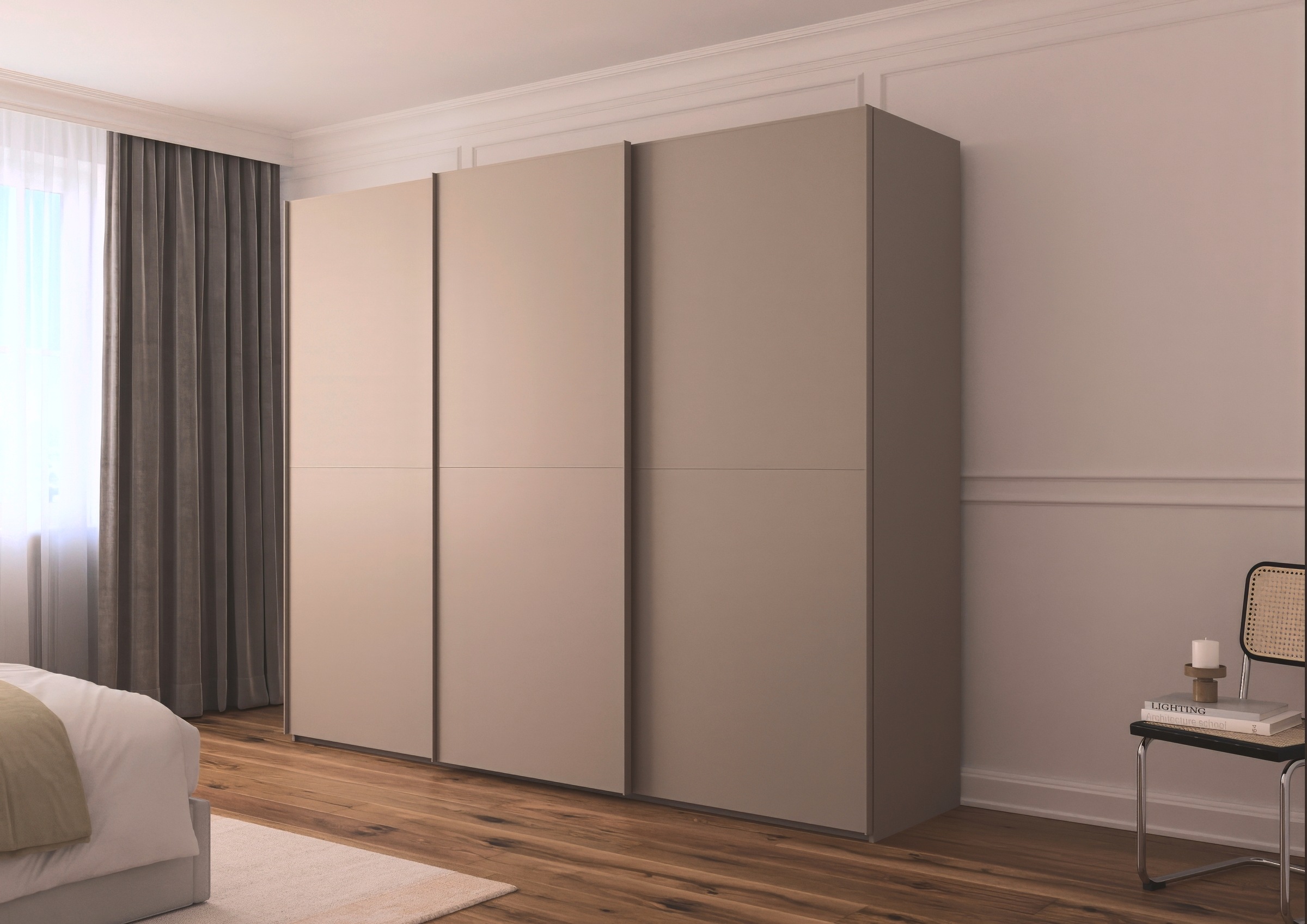 rauch Schwebetürenschrank »Kleiderschrank Schrank Garderobe Schlafzimmerschrank SCALE-DUO«, edle zweigeteilte Türen und 3 Zierleisten MADE IN GERMANY