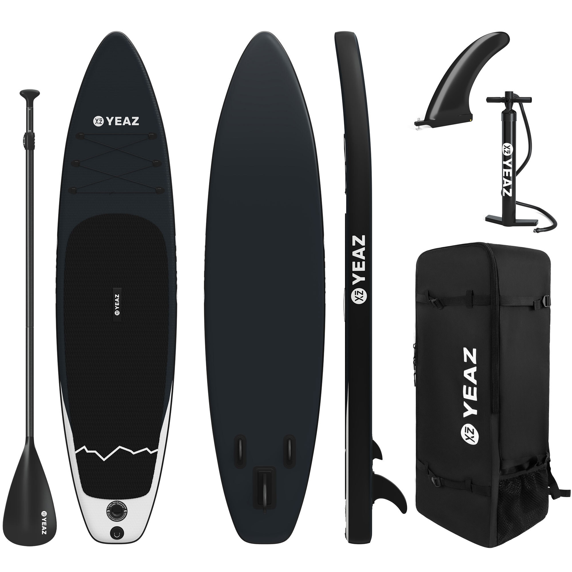"Inflatable SUP-Board YEAZ ""SUP Board und Kit NALU - EXOTRACE - SET"", schwarz, Wassersportboards"