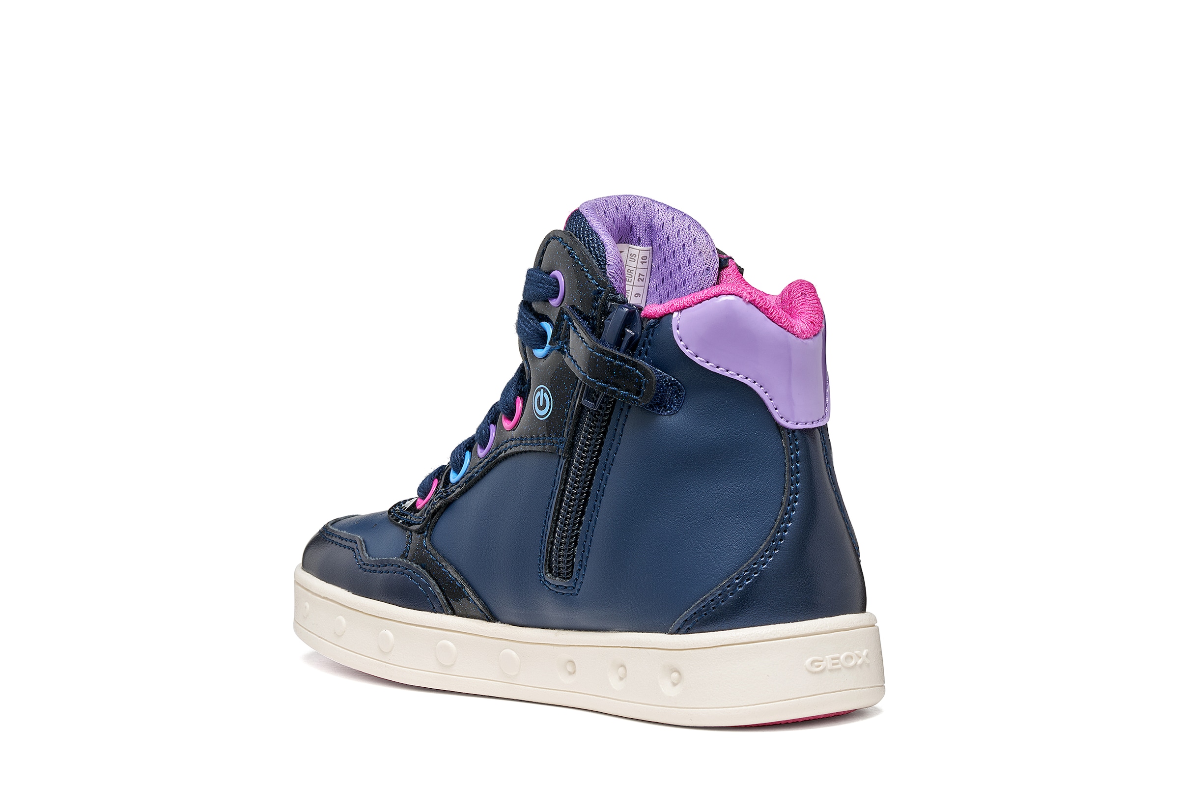 Geox Sneaker »J SKYLIN GIRL - Blinkschuh«  Schnürboots mit Stitch-Motiv, Größenschablone zum Download