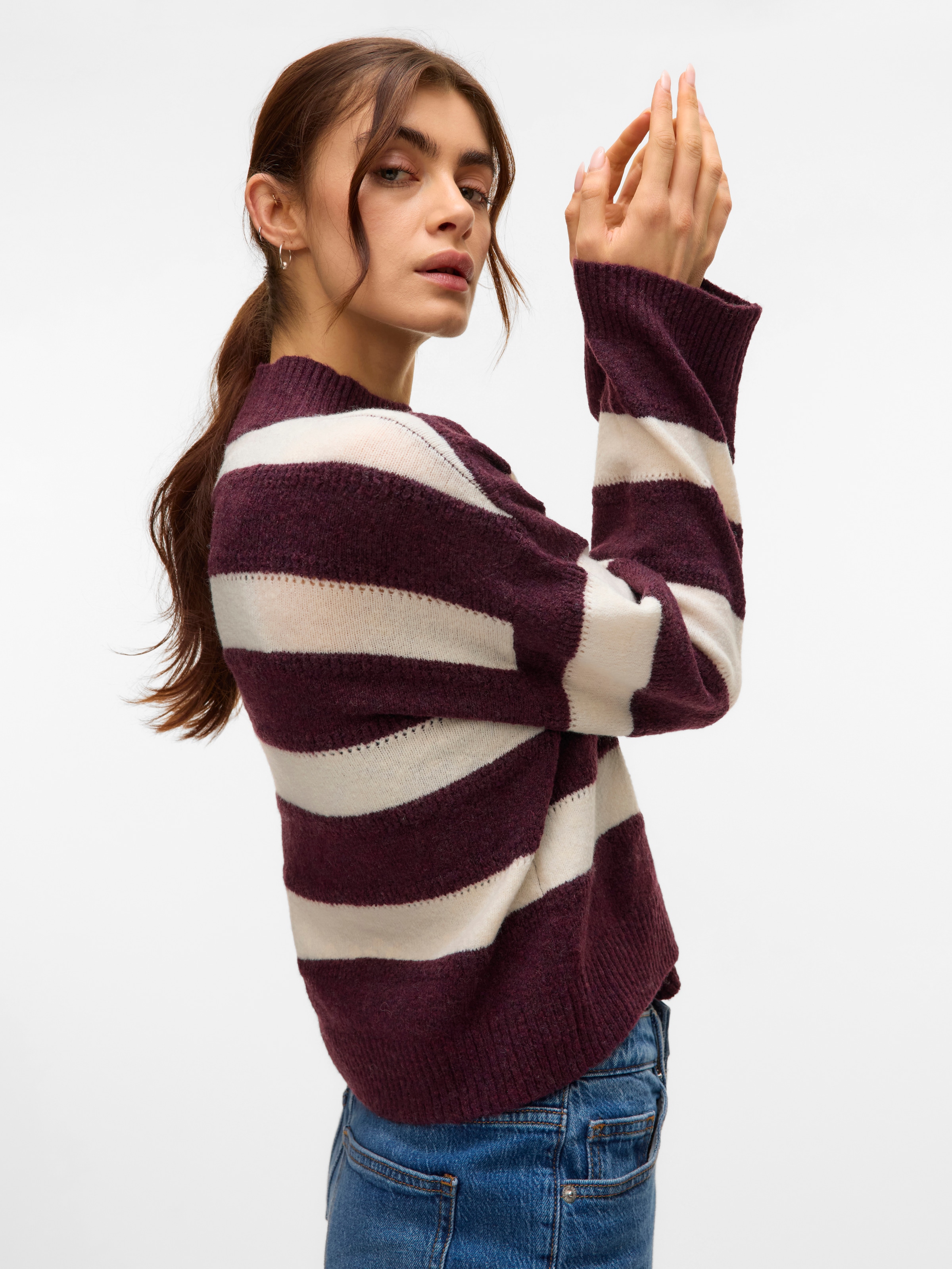 Vero Moda Strickpullover »VMINEZ LS HIGHNECK SHORT PULLOVER BOO«