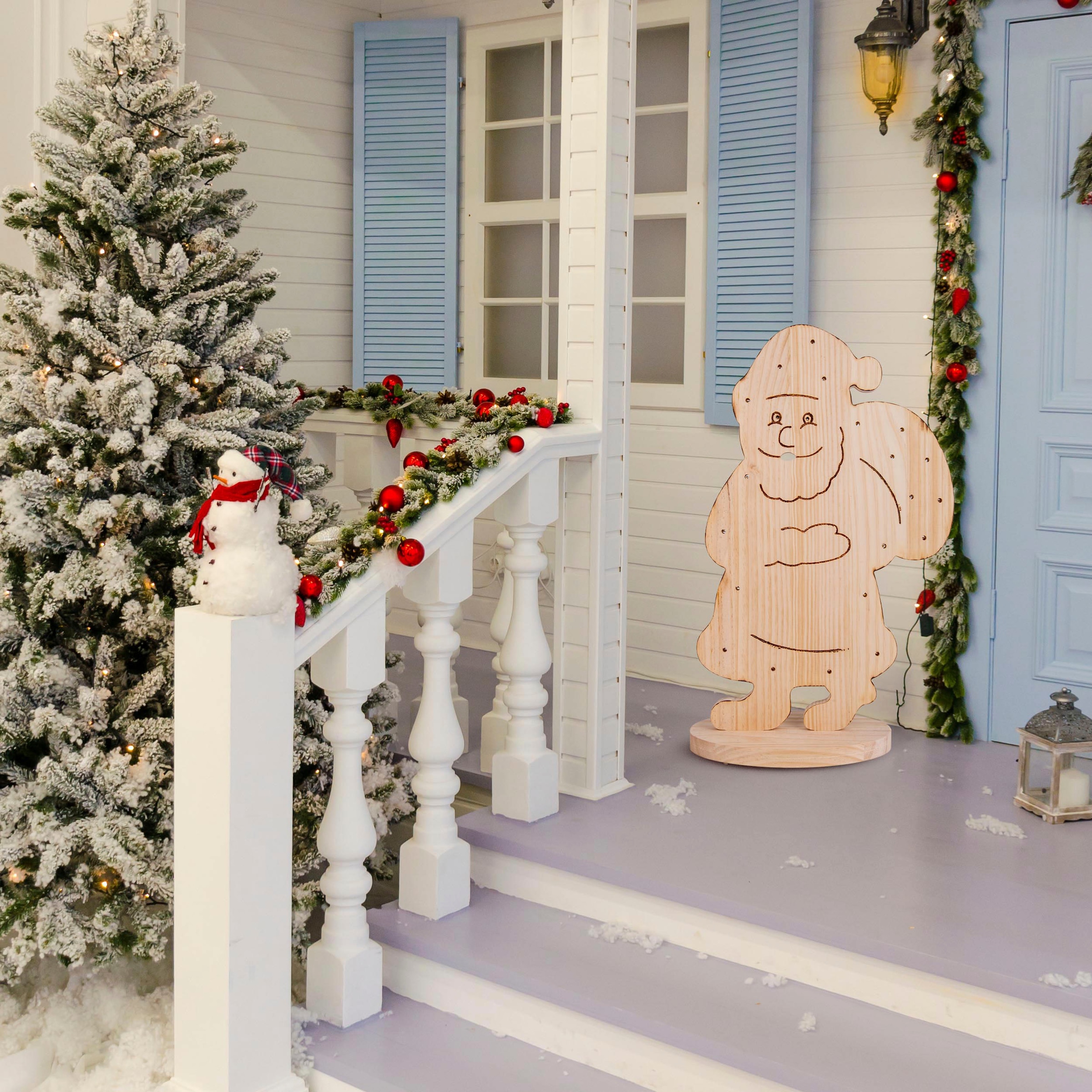 BAUR Weihnachtsdeko »Santa, ca. Höhe cm, | aus bestellen 80 Holz«, Holz-Stehleuchte, Batteriebetrieben LED näve Dekoobjekt