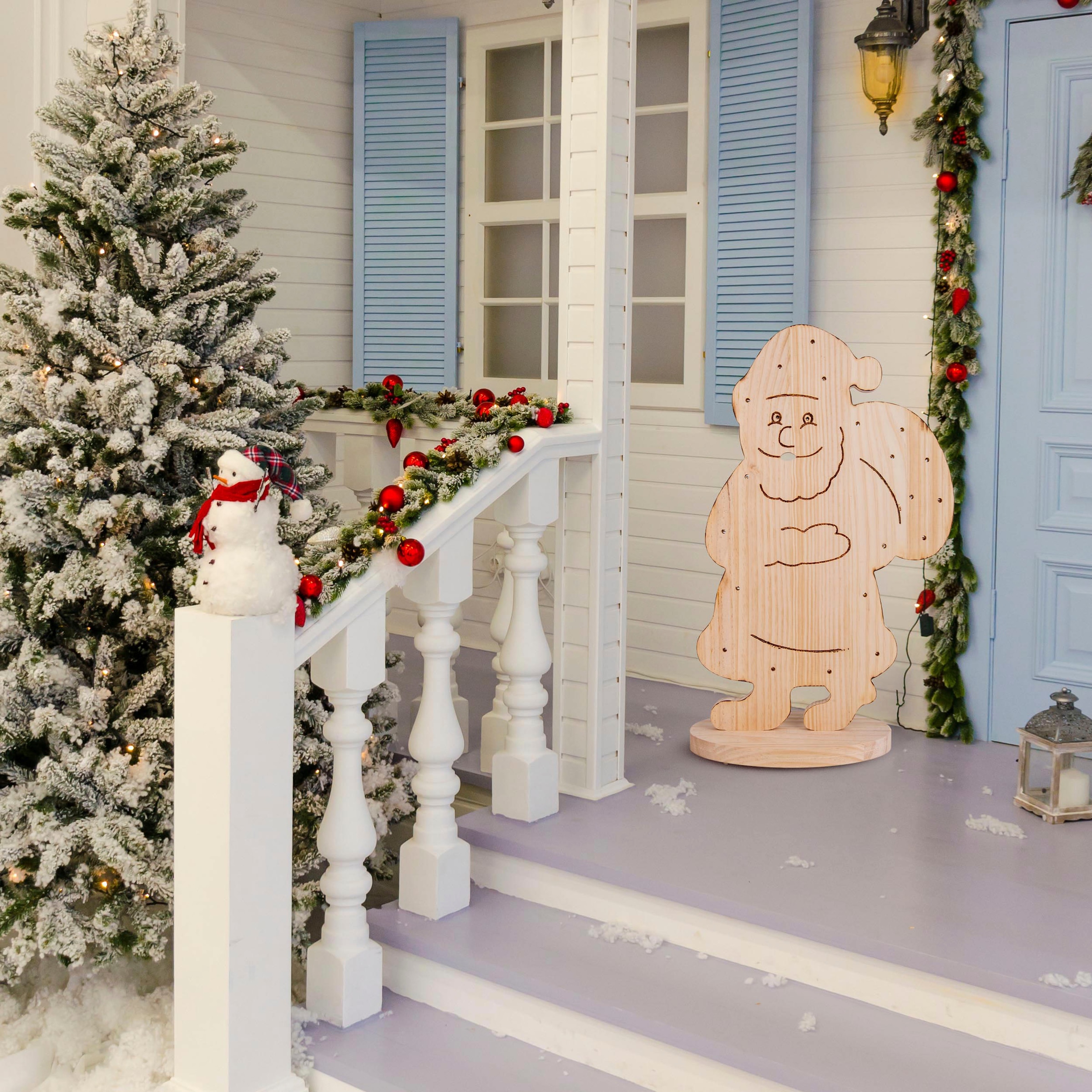 LED Höhe | näve 80 Holz-Stehleuchte, bestellen Holz«, Weihnachtsdeko Batteriebetrieben BAUR »Santa, cm, Dekoobjekt ca. aus