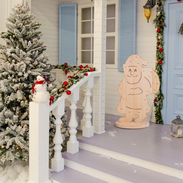 näve LED Dekoobjekt »Santa, Weihnachtsdeko aus Holz«, Holz-Stehleuchte,  Höhe ca. 80 cm, Batteriebetrieben bestellen | BAUR