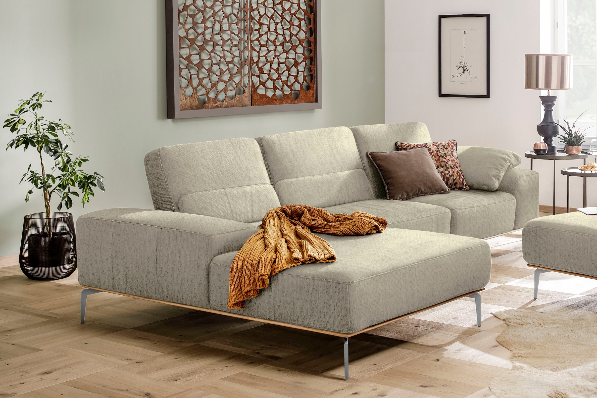 W.SCHILLIG Ecksofa "run", mit elegantem Holzsockel, Füße in Chrom glänzend, günstig online kaufen