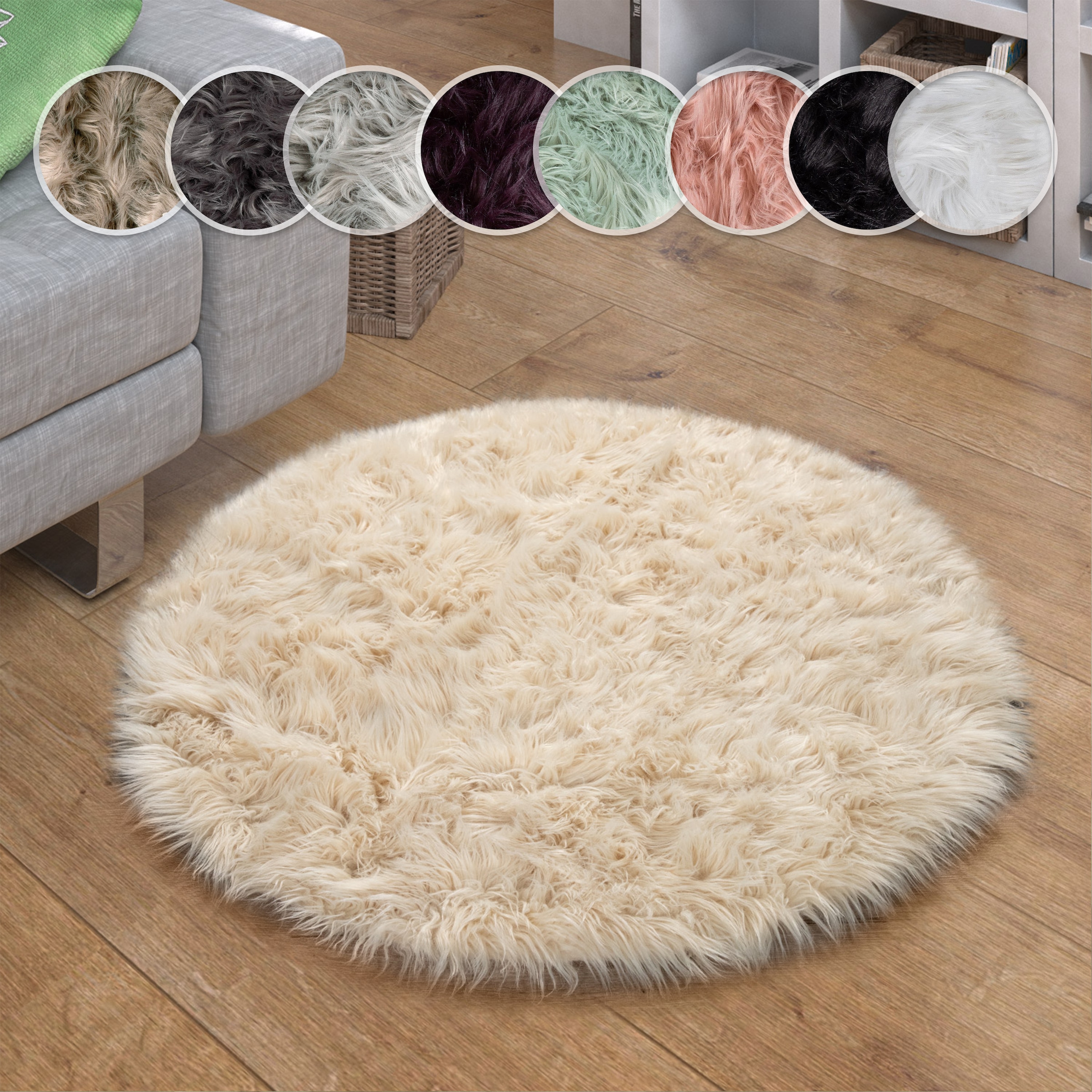 Paco Home Fellteppich "Playa 960" rund 64 mm Höhe Kunstfell, Flokati-Optik, günstig online kaufen