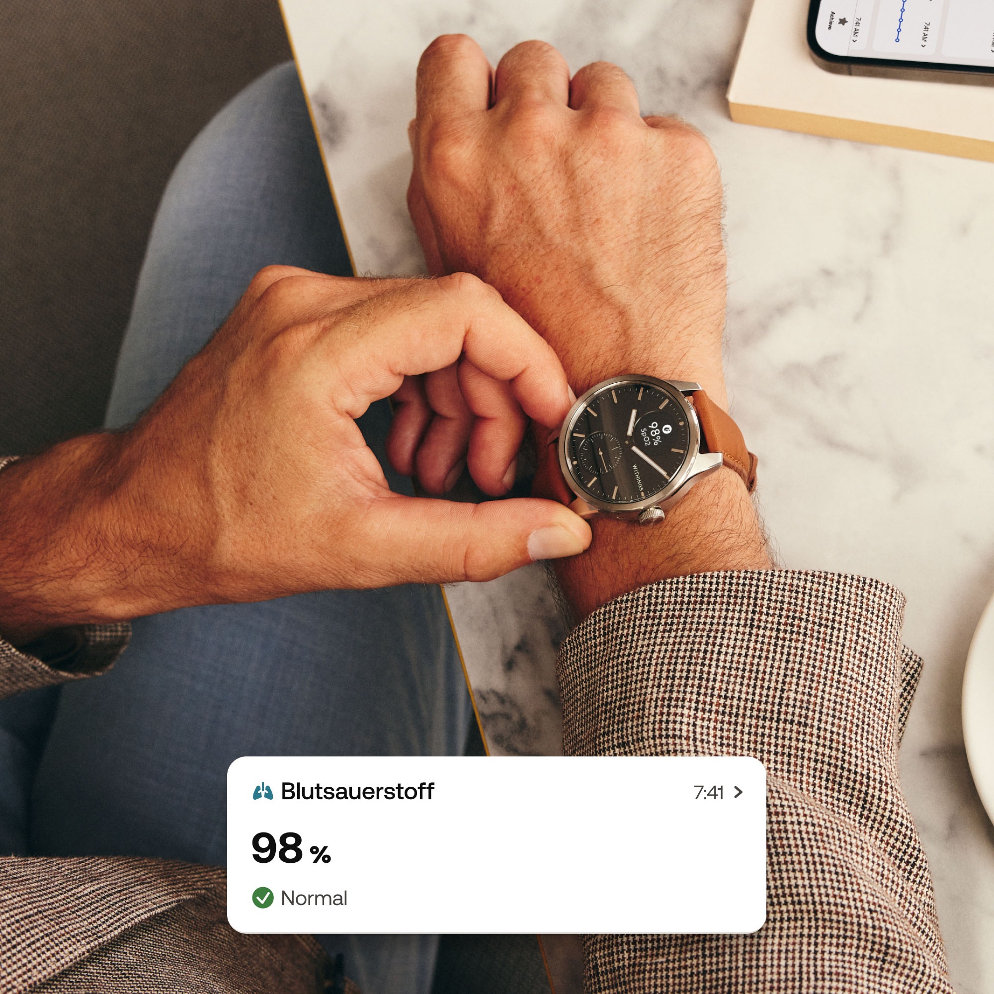 Withings Smartwatch »ScanWatch 2 42mm«, HealthSense OS,)