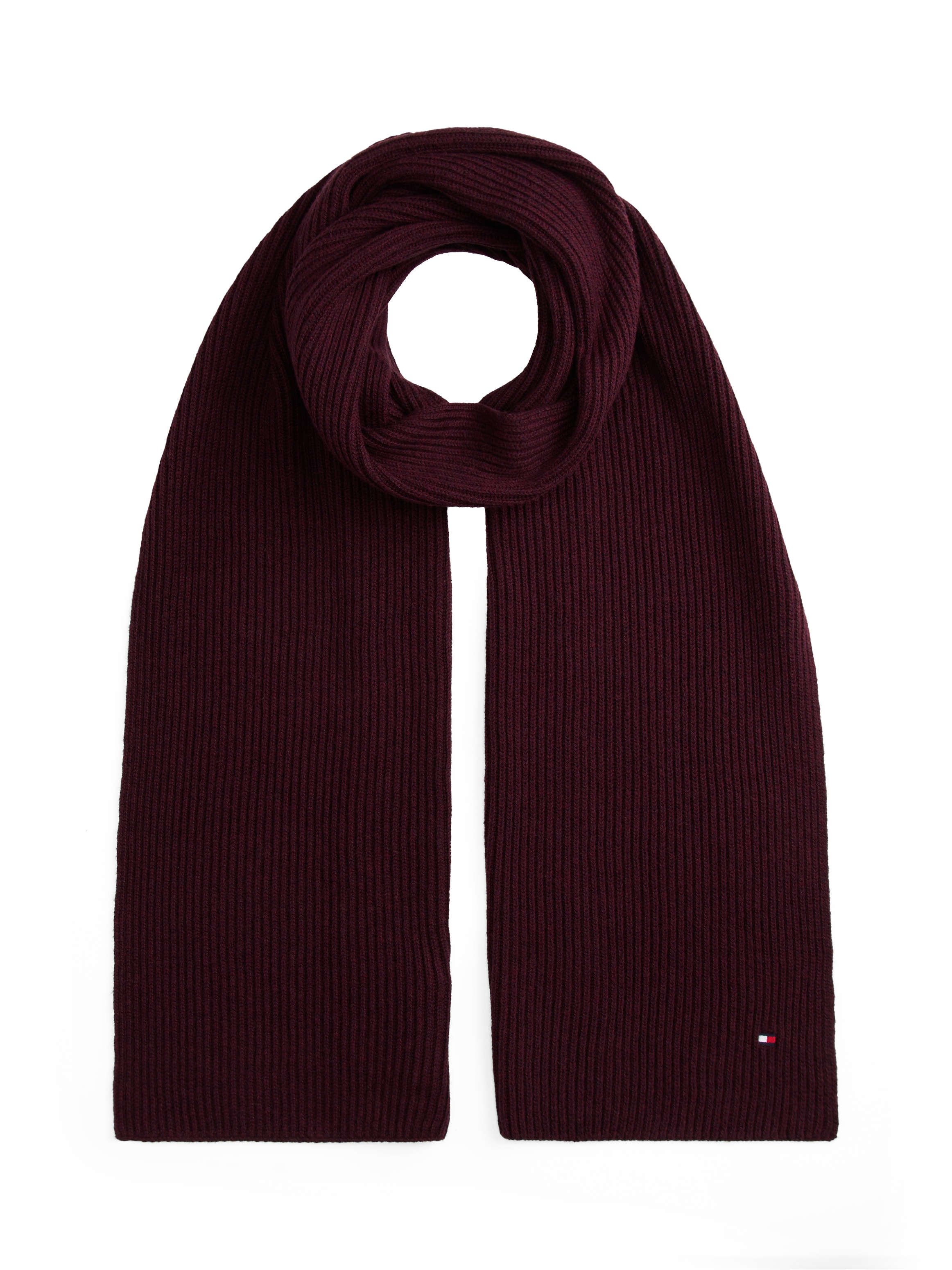 Tommy Hilfiger Strickschal "TH FLAG PIMA COTTON CASH SCARF", mit Logosticke günstig online kaufen
