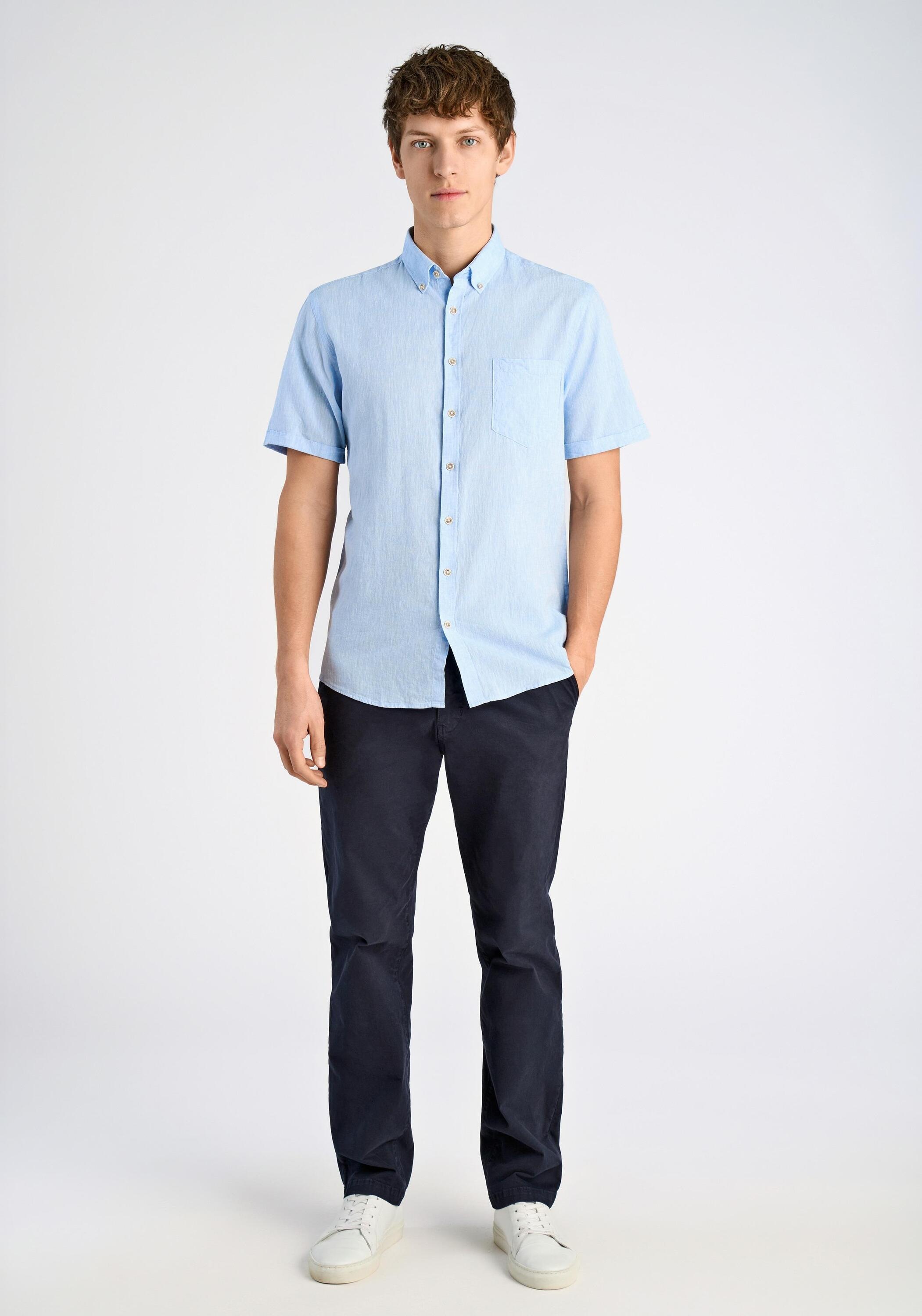 Lindbergh Linen Shirt Relaxed Fit Sky Blue L 9