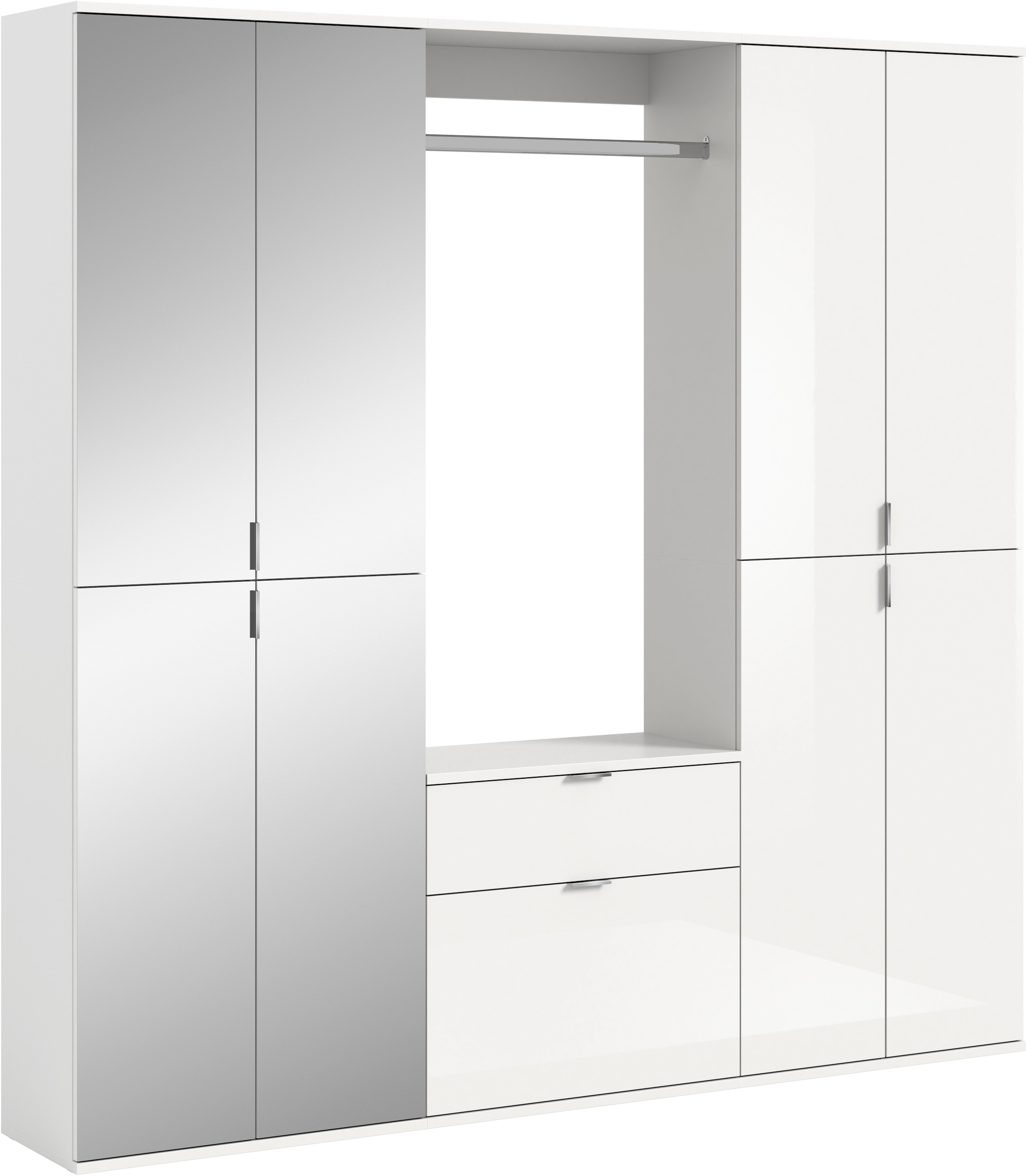 Home affaire Garderoben-Set "TRONDHEIM, 5-teilig, Breite 183cm, individuell platzier- & erweiterbar" Set, bestehend aus: 2x Garderobenschrank breit & 3-tlgs. Zwischenbauelement, 4 Stk. tlg.