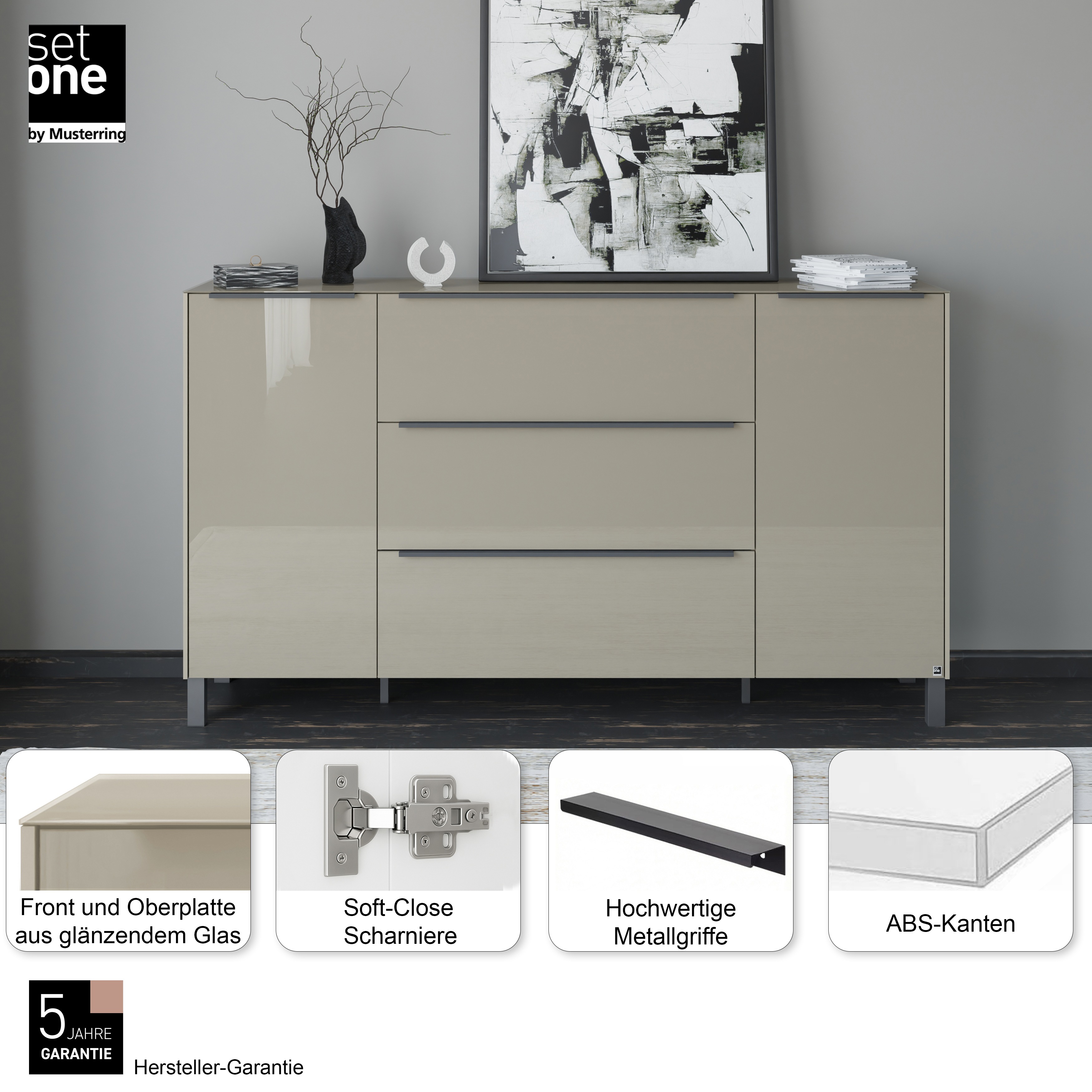 Thumbnail - set one by Musterring Sideboard "Reno" 1 Stk. tlg. Mit Vierkantfuß in diversen Farben, 106 cm Höhe & Farbauswahl