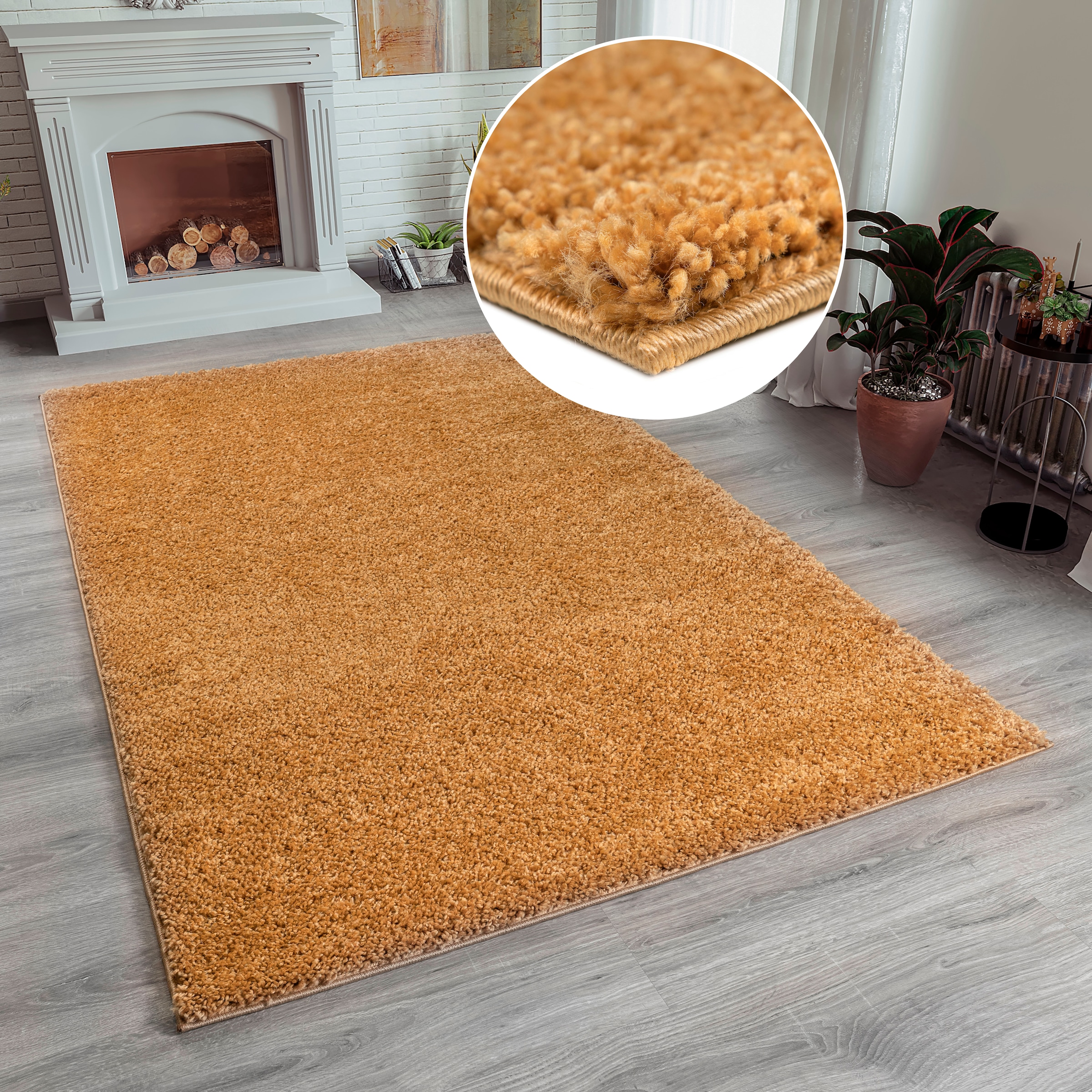 my home Hochflor-Teppich "Shaggy 30" rechteckig 30 mm Höhe Teppich, Uni Far günstig online kaufen