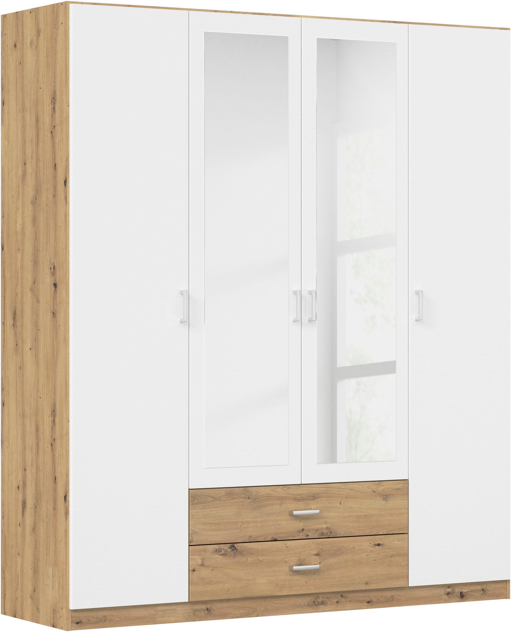 rauch Kleiderschrank "Schrank Garderobe Ankleide GAMMA Breiten 91/136/181/226/271/315/360 cm" in 3 Ausstattungen BASIC/CLASSIC/PREMIUM (inkl. SOFT-CLOSE-Funktion), verschiedene Griff-Varianten, mit Spiegel TOPSELLER MADE IN GERMANY