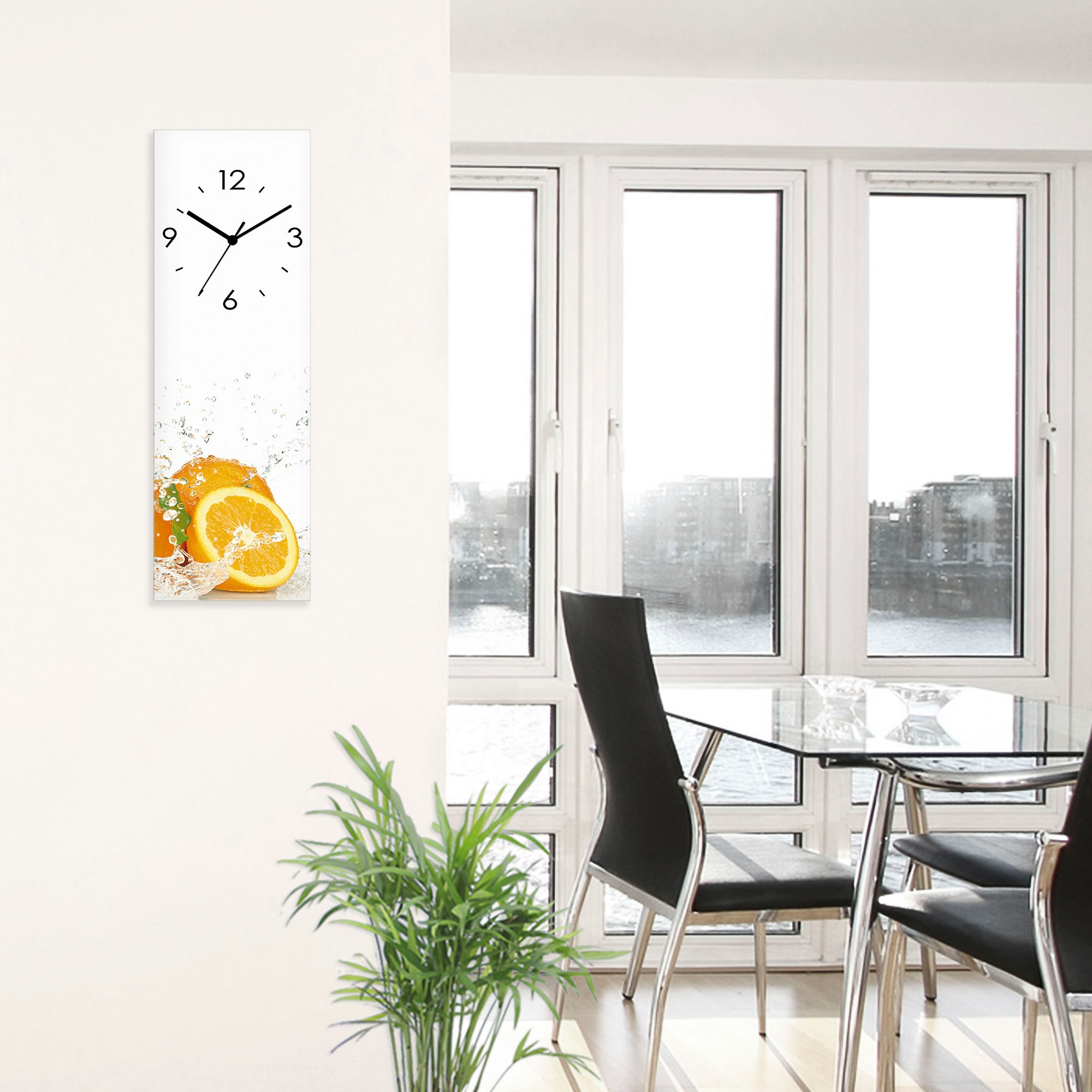 Artland Wanduhr »Orange mit Spritzwasser«, wahlweise mit Quarz- oder Funkuhrwerk, lautlos ohne Tickgeräusche