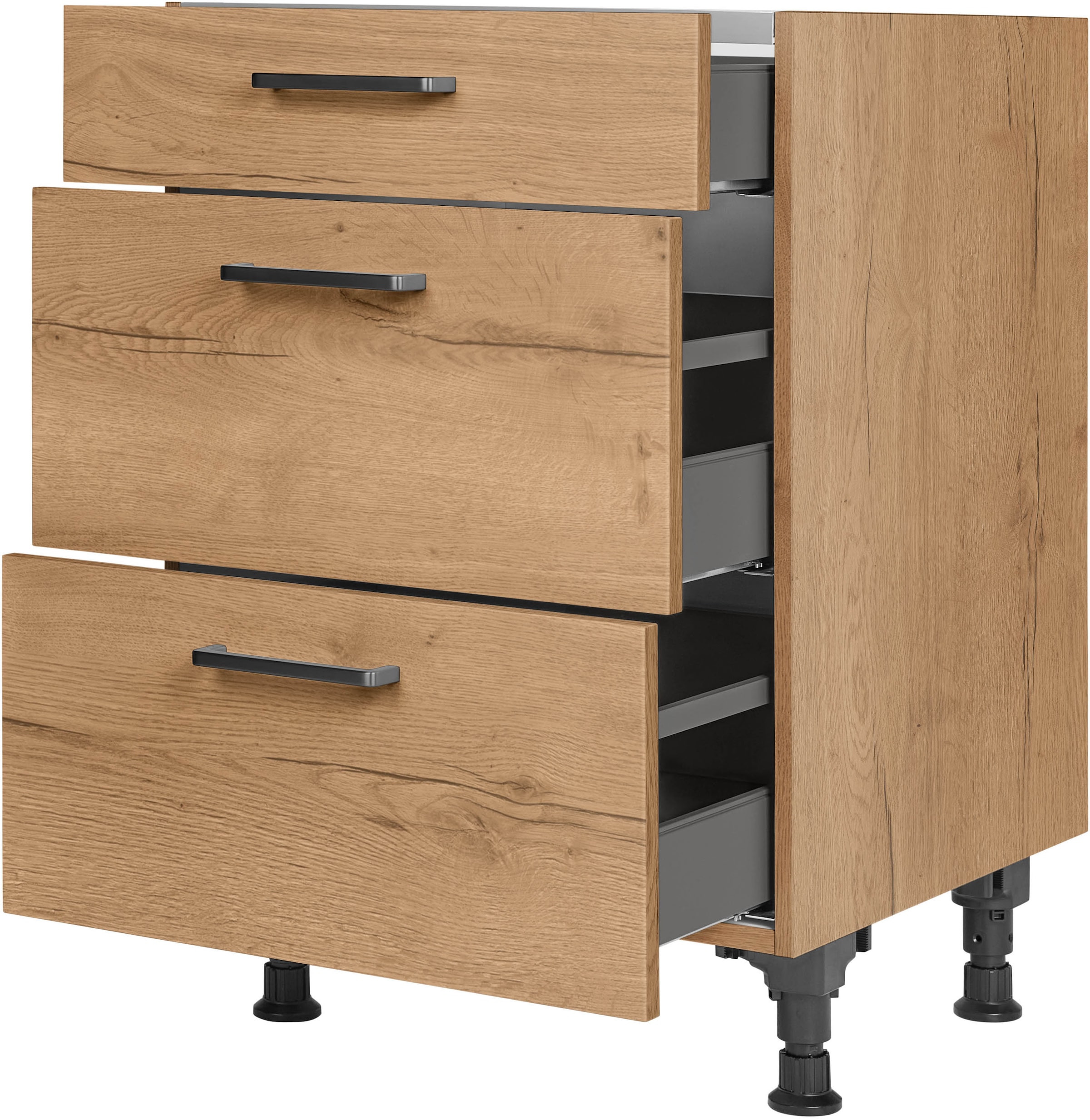 nobilia® Kochfeldumbauschrank »"Structura", vormontiert, mit Schubkasten und Auszügen,«, in den Breiten 60 und 90 cm