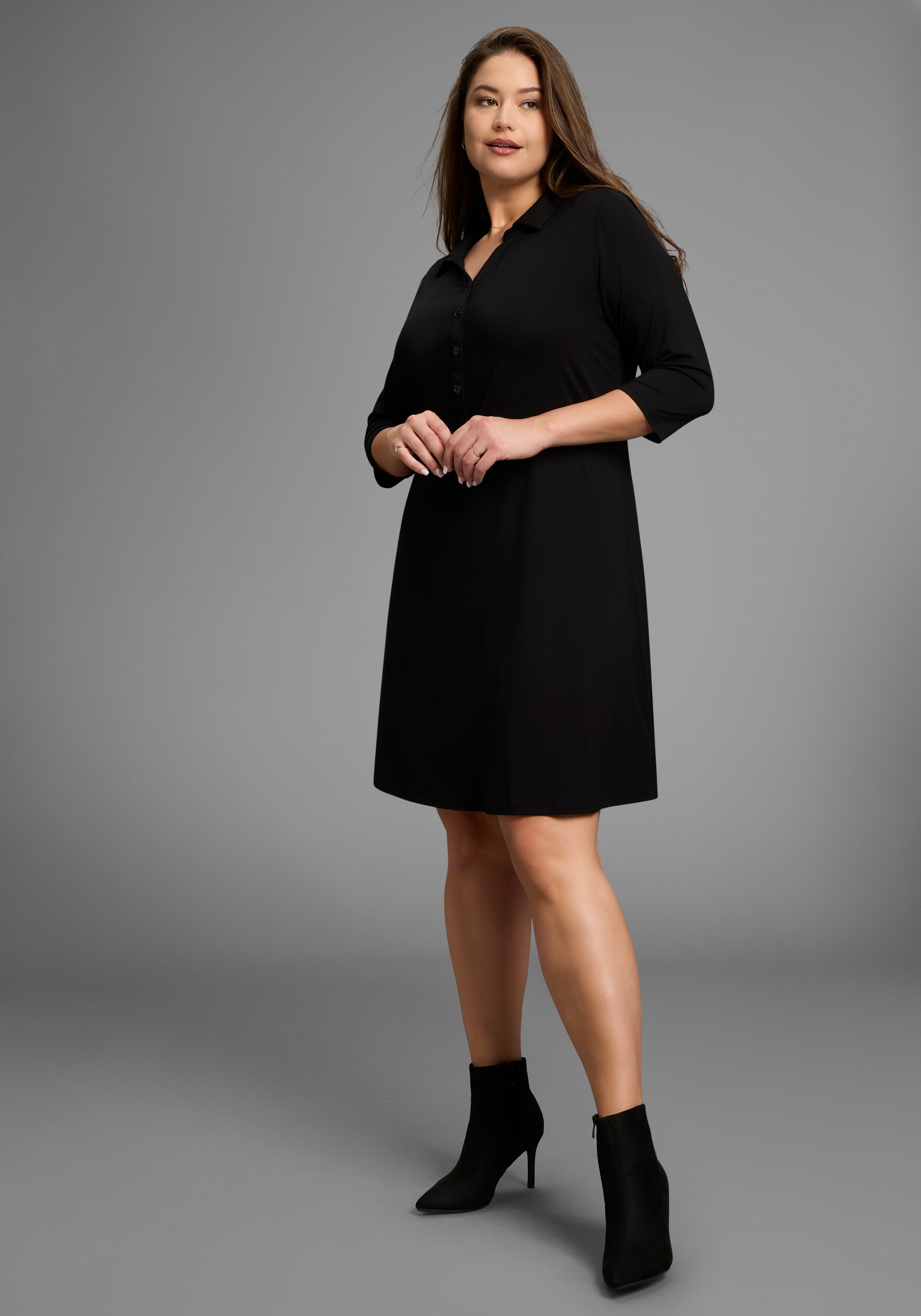 Laura Scott CURVE Midikleid, mit tailliertem Tunnelzug - GROSSE GRÖSSE