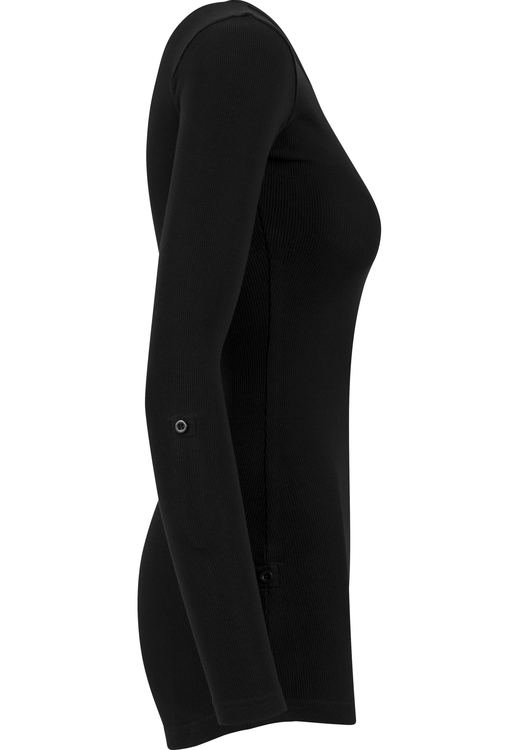 URBAN CLASSICS Longsleeve »Urban Classics Damen Ladies Long Rib Pocket Turnup Tee« 1 Stk.